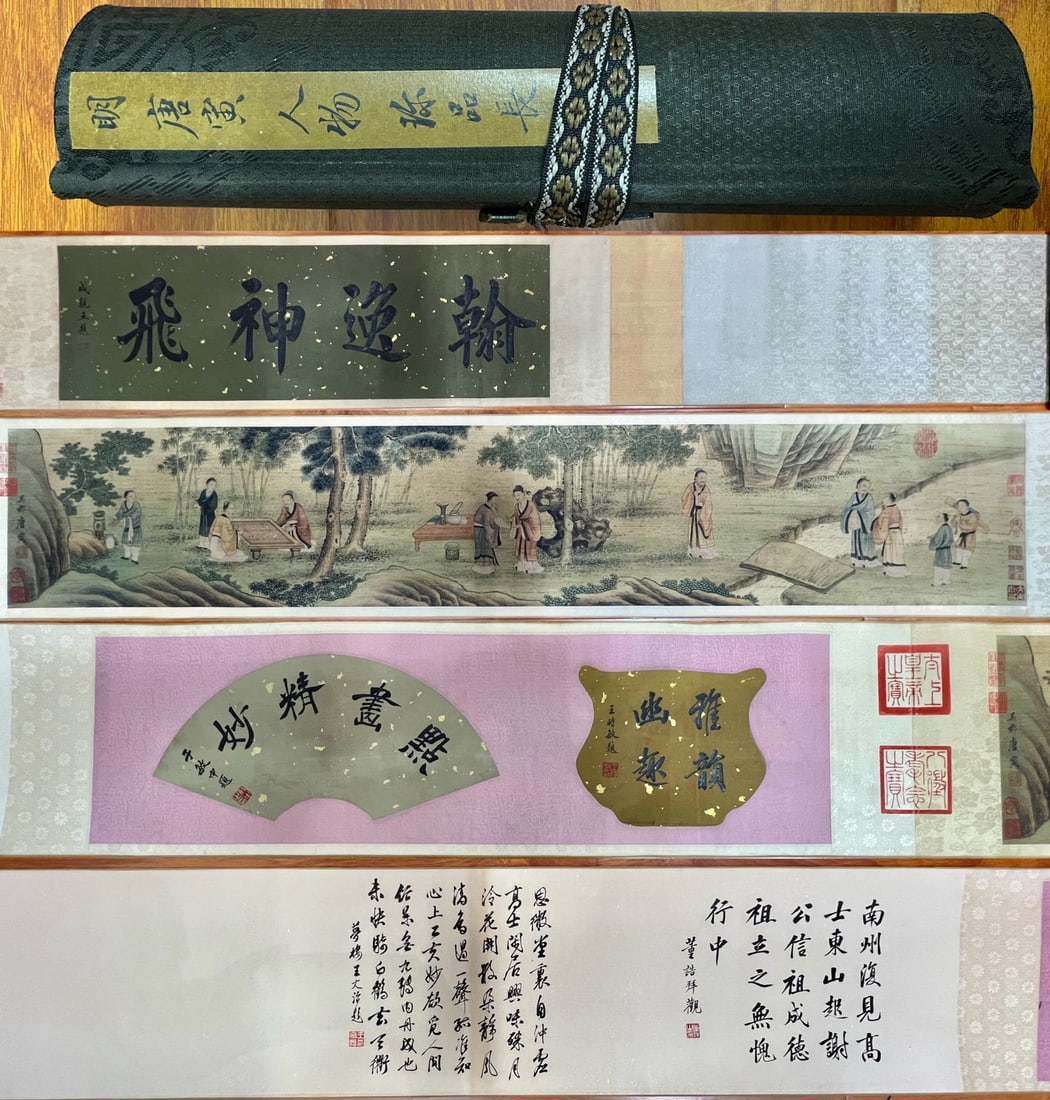 Tang Yin mark, Chinese painting silk hand scroll: Name Tang Yin mark, Chinese painting silk hand scroll Dimensions 25X140cm Condition Additional photographs and condition reports are available upon request as a courtesy to our clients. Any
