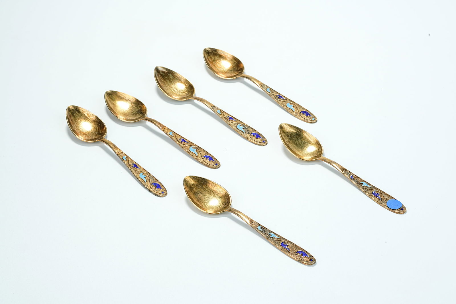 Mid-20th century Pure silver-gilt enamel spoon, Europe (1 of 4)