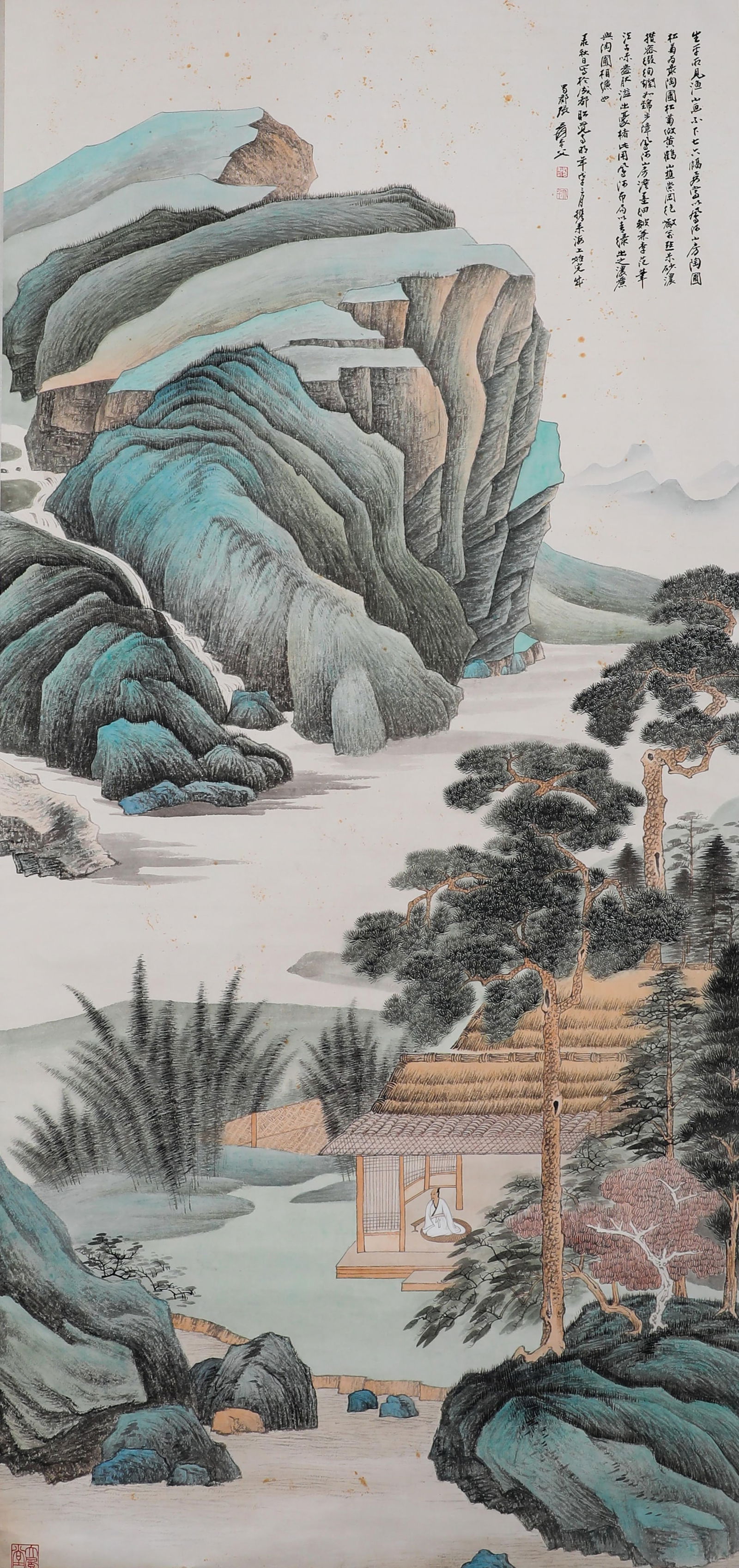 Zhang Daqian's Fine landscape painting Standing Scroll: Name Zhang Daqian's Fine landscape painting Standing Scroll Dimensions H:170cmW:80cm Condition Additional photographs and condition reports are available upon request as a courtesy to our