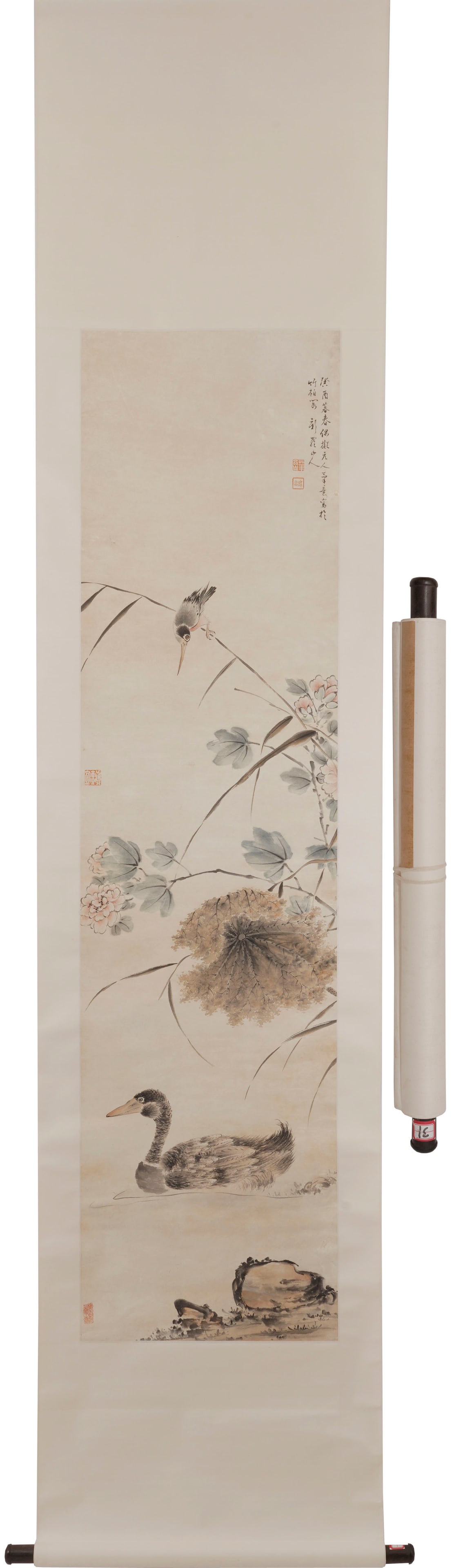 Sinro Mountain Man Flower-and-Bird Paper Scroll: Name Sinro Mountain Man Flower-and-Bird Paper Scroll Dimensions 172*43.5 Condition Additional photographs and condition reports are available upon request as a courtesy to our client