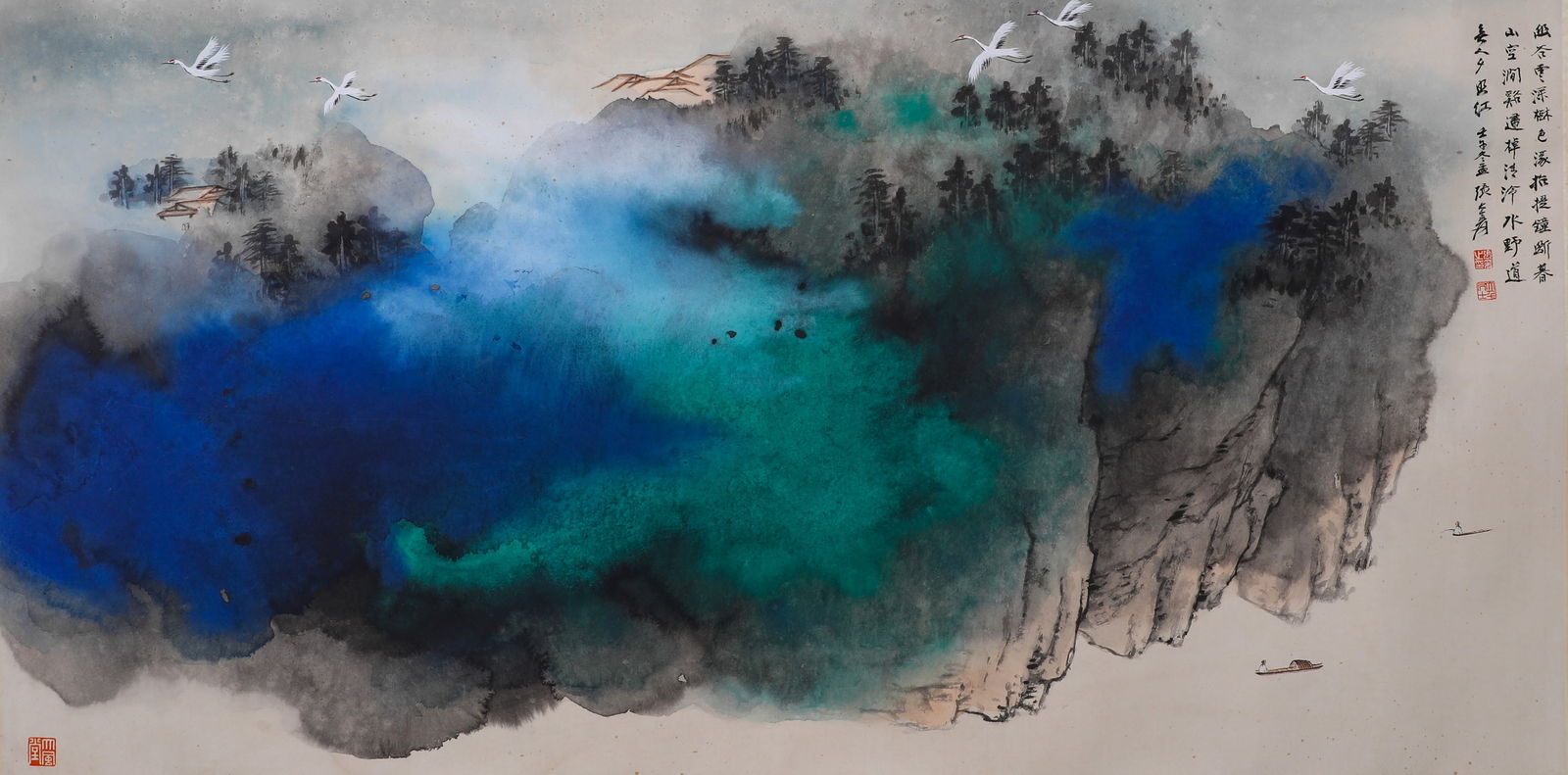 Zhang Daqian's Fine Ink-wash Landscape Painting Standing Scroll (1 of 6)