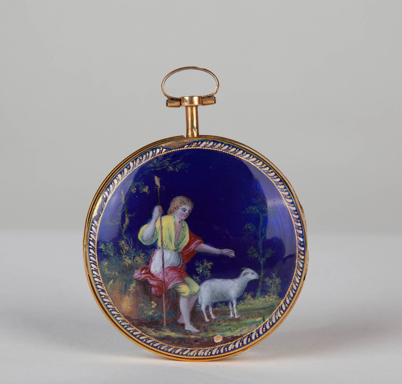 1780 French enamel pocket watch with "shepherd boy": Name 1780 French enamel pocket watch with "shepherd boy" Dimensions D:48mm Condition Additional photographs and condition reports are available upon request as a courtesy to our clie