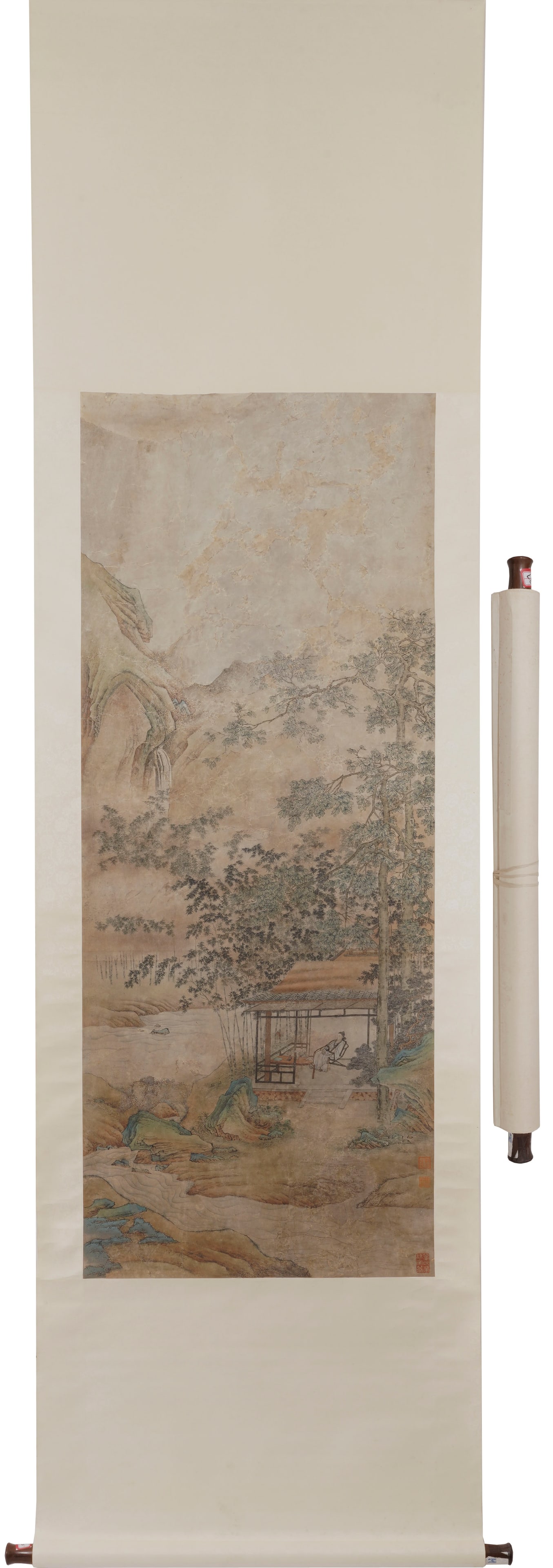 Anonymous landscape and Figure Paper scroll: Name Anonymous landscape and Figure Paper scroll Dimensions 144*57.5 Condition Additional photographs and condition reports are available upon request as a courtesy to our clients. Any