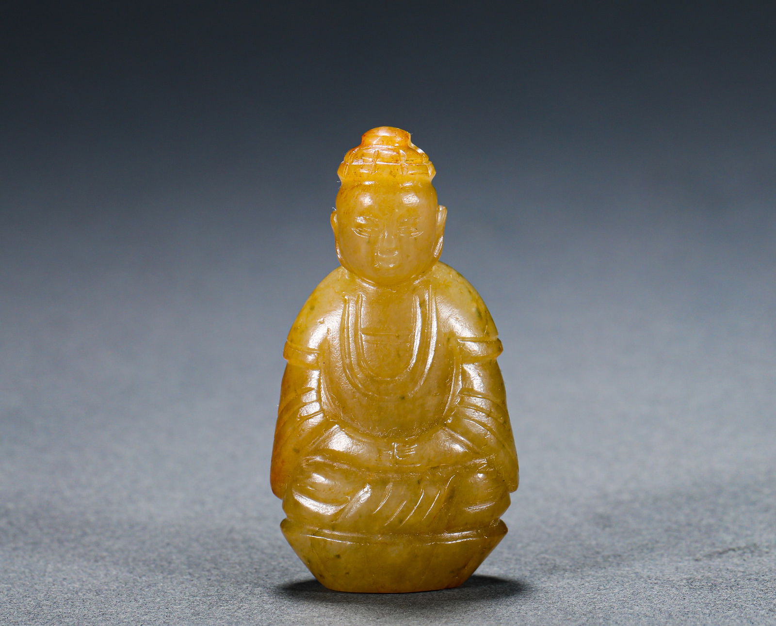Qing Dynasty Hetian yellow jade Sakyamuni (1 of 5)