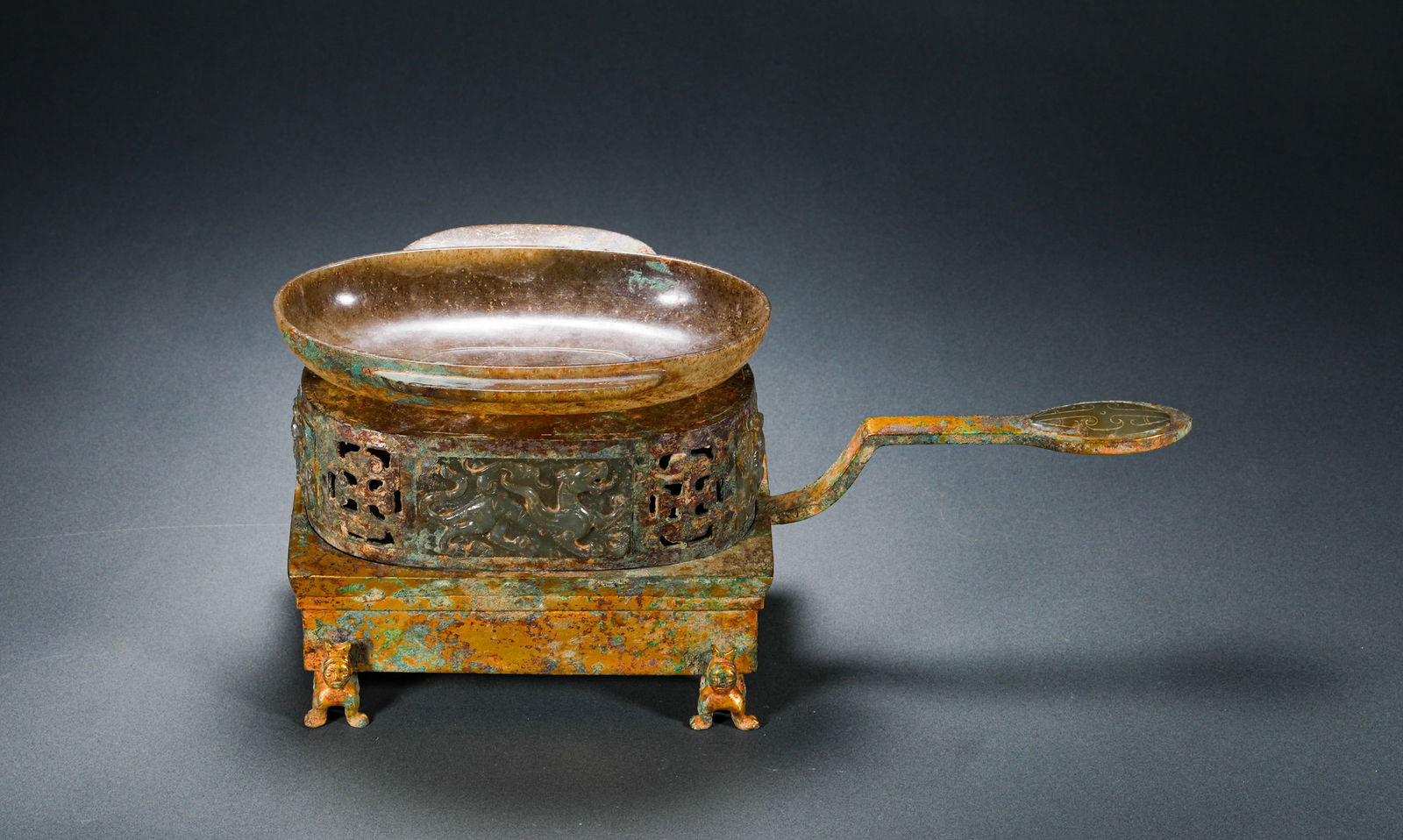 Han Dynasty Hetian jade wine warming vessel, Hetian jade ear cup (1 of 13)