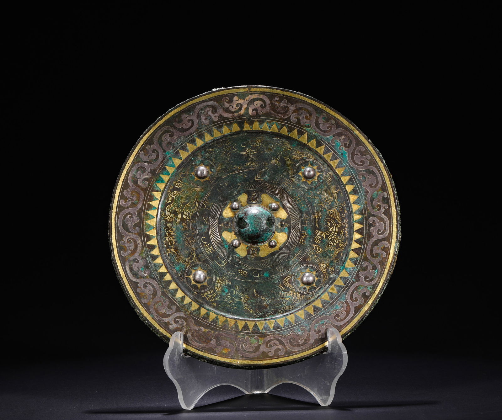 Han Dynasty gilded bronze mirror (1 of 7)
