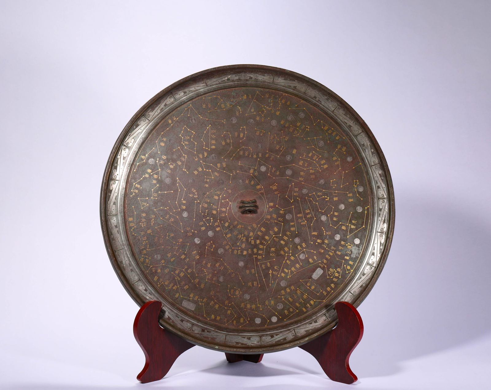 Copper Cuo gold and silver star pattern mirror from the Spring and Autumn period (1 of 9)
