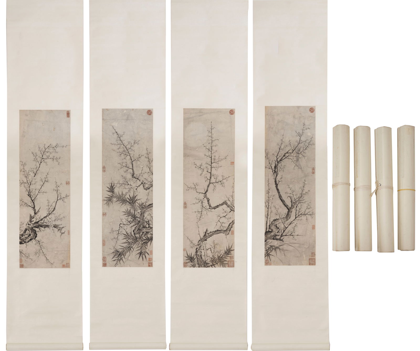 Anonymous Four Screens of Plum Blossoms on Paper (1 of 14)