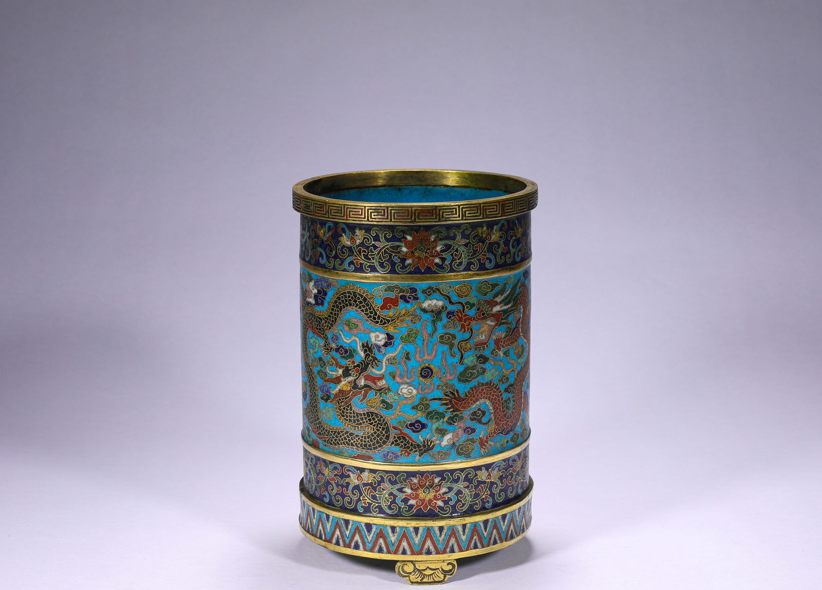Qing Dynasty Qianlong copper cloisonne enamel pen holder (1 of 8)