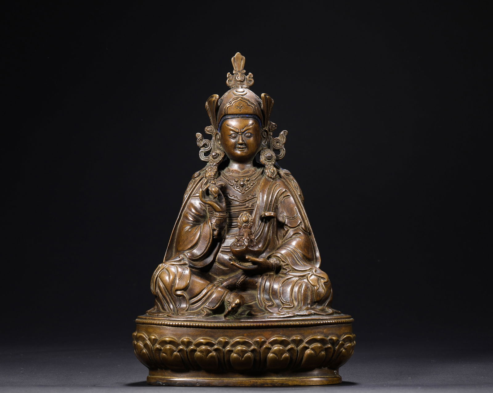17th-century copper lotus and peanut Bodhisattva statue (1 of 9)