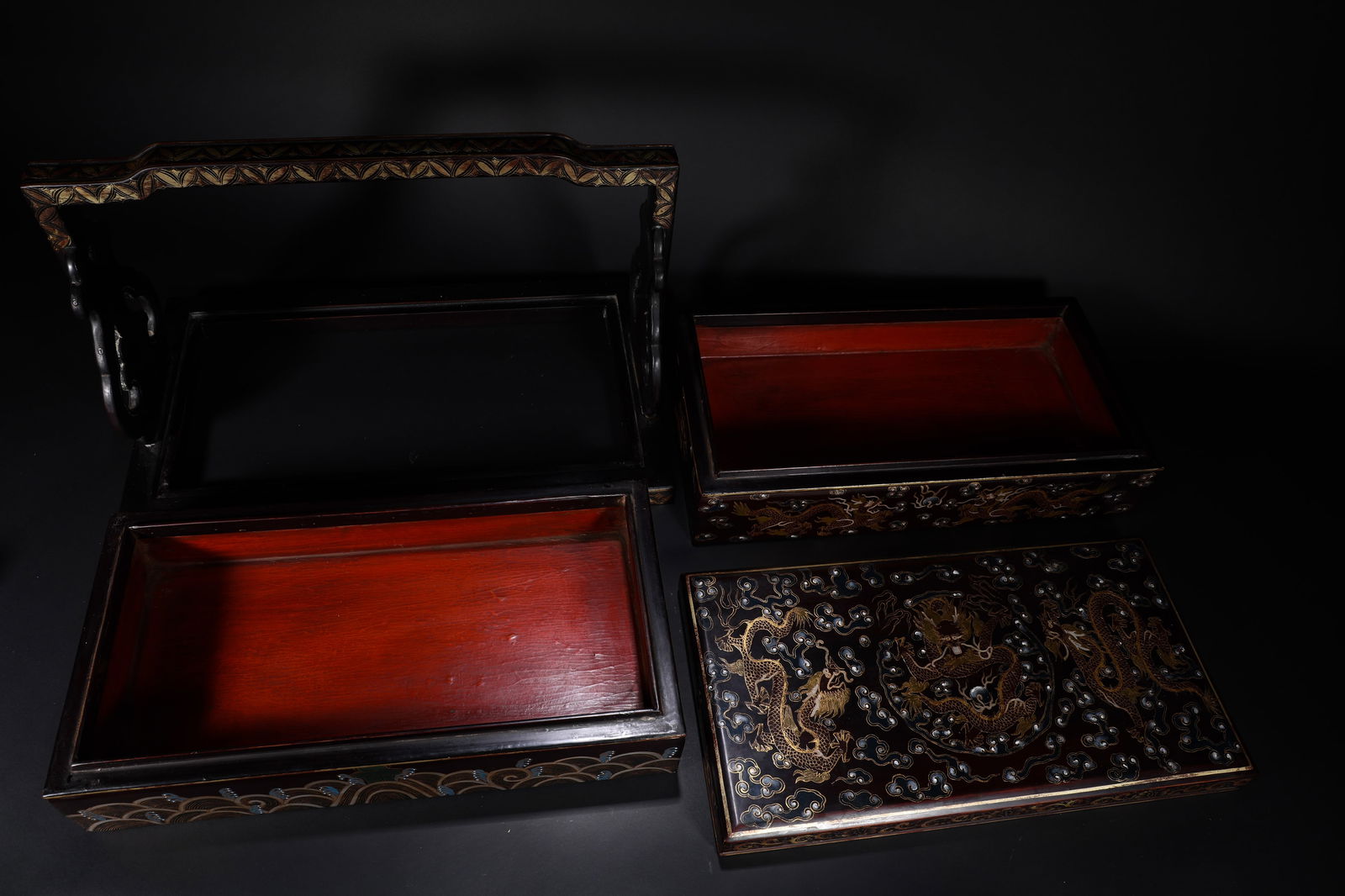 QING DYNASTY LACQUERWARE DRAGON PATTERN GIFT BOX - 8