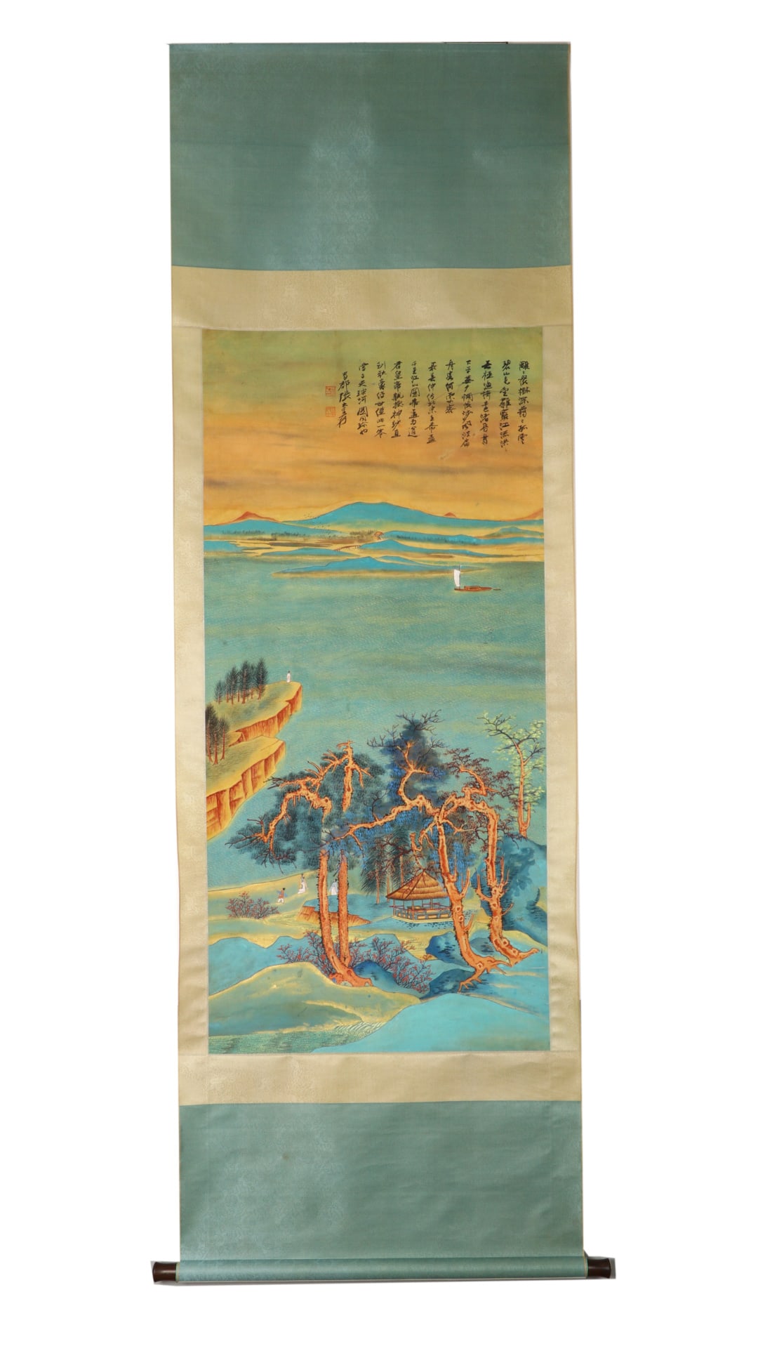 A FINE VERTICAL SCROLL OF ZHANG DAQIAN'S THOUSAND MILE LANDSCAPE PAINTING: Name A FINE VERTICAL SCROLL OF ZHANG DAQIAN'S THOUSAND MILE LANDSCAPE PAINTING Dimensions H:138cm W:65cm Condition Additional photographs and condition reports are available upon req