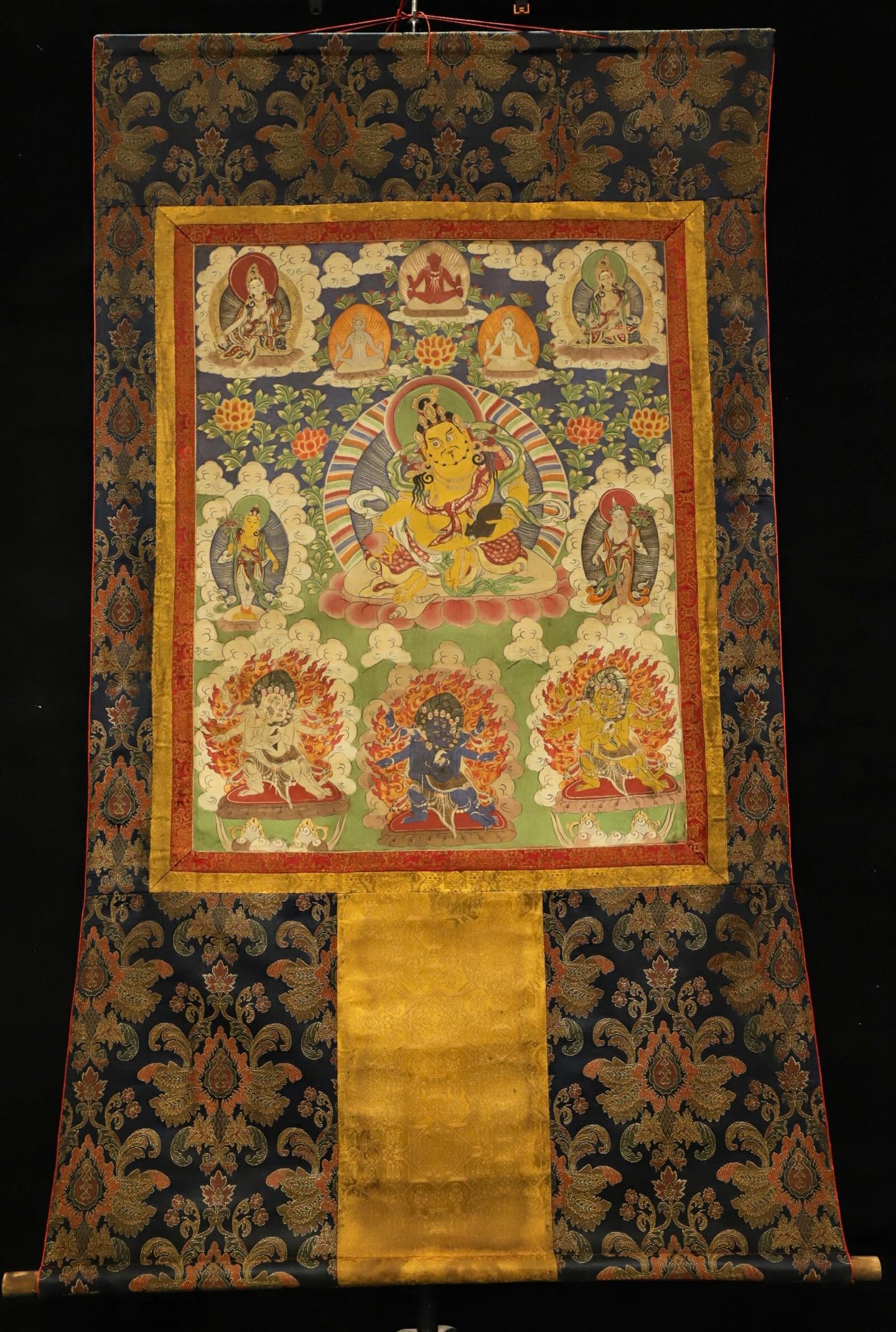 A THANGKA OF THE YELLOW WEALTH GOD STATUE FROM THE MING DYNASTY (1 of 9)