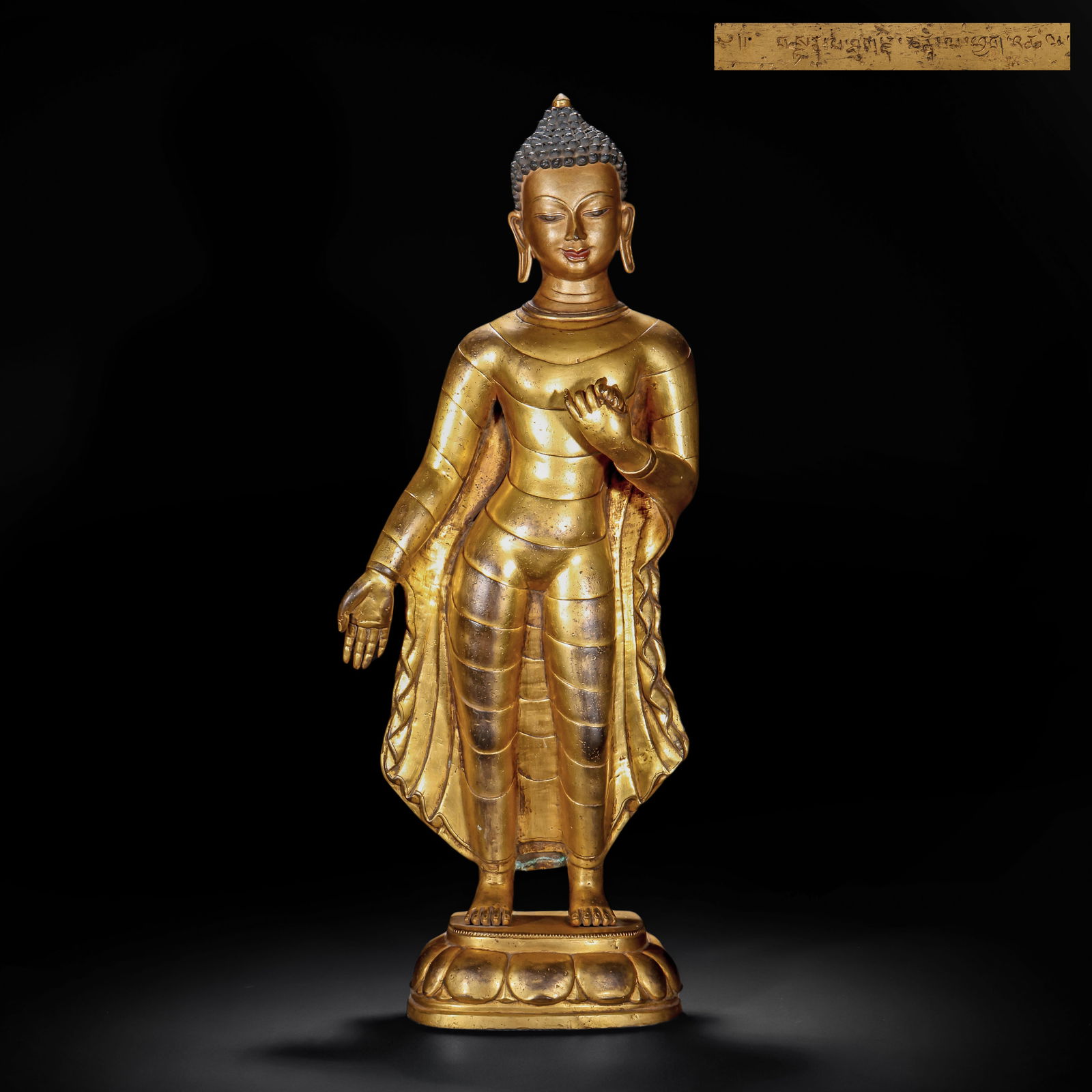 13TH-CENTURY GILDED BRONZE STATUE OF SAKYAMUNI BUDDHA: Name 13TH-CENTURY GILDED BRONZE STATUE OF SAKYAMUNI BUDDHA Dimensions H:53cm W:23cm Weight7150g Condition Additional photographs and condition reports are available upon request as a