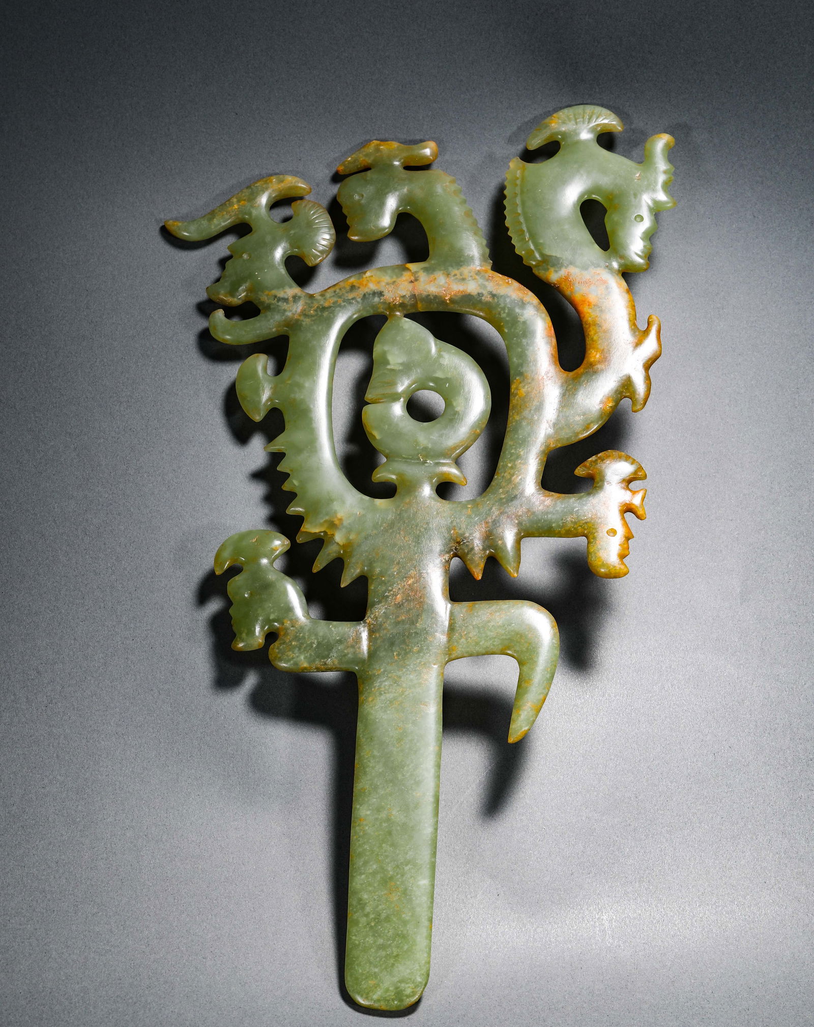 A SYMBOL OF THE JADE FAMILY EMBLEM OF THE HONGSHAN PERIOD: Name A SYMBOL OF THE JADE FAMILY EMBLEM OF THE HONGSHAN PERIOD Dimensions H:35cm W:17.8cm Weight:380g Condition Additional photographs and condition reports are available upon req