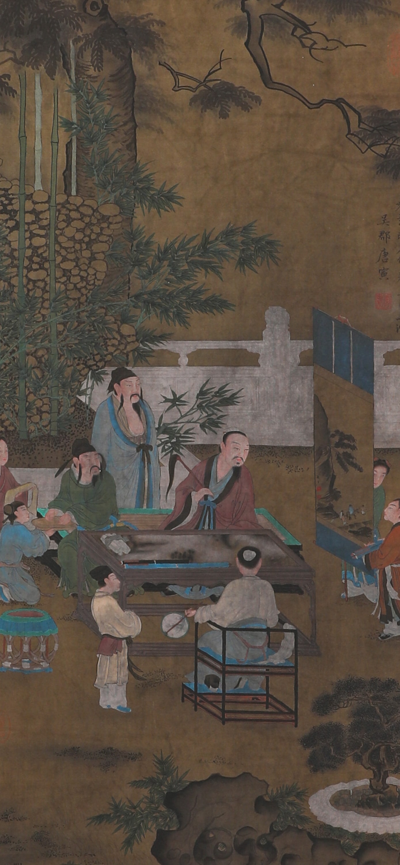 A VERTICAL SCROLL OF FIGURE PAINTINGS BY TANG YIN (1 of 7)