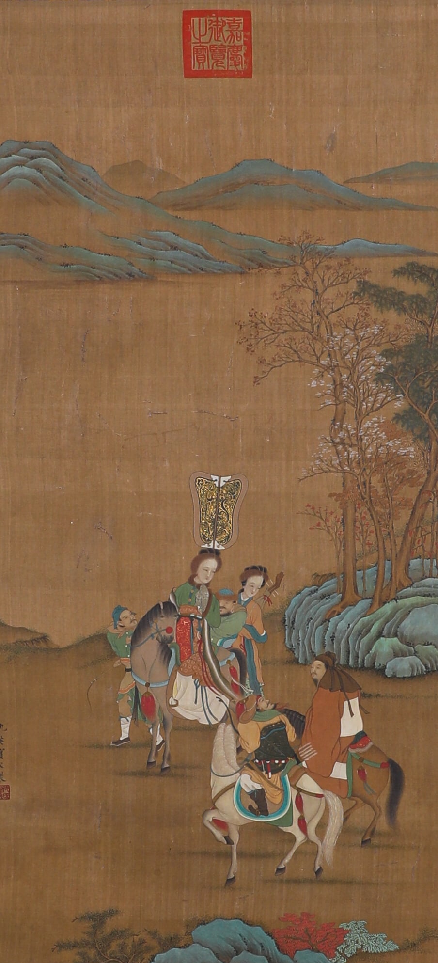 QIU YING'S LANDSCAPE AND FIGURE SCROLL: Name QIU YING'S LANDSCAPE AND FIGURE SCROLL Dimensions H:72cm,W:33cm Condition Additional photographs and condition reports are available upon request as a courtesy to our clients. A