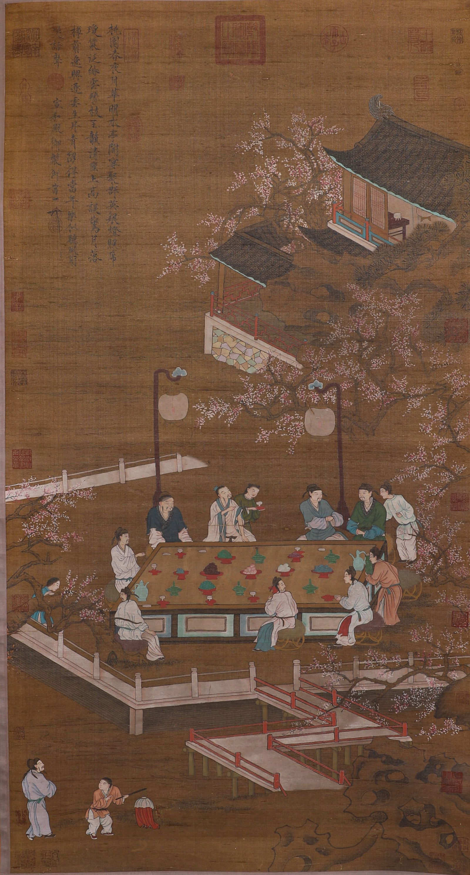 A FINE VERTICAL SCROLL OF FIGURE PAINTING BY EMPEROR HUIZONG OF SONG ON SILK (1 of 7)