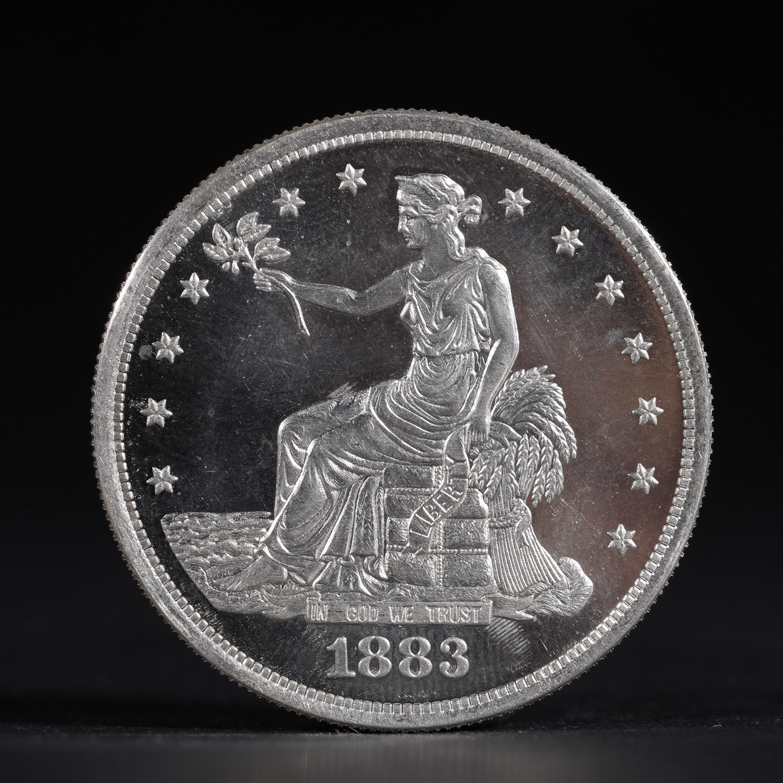 AMERICAN TRADE SILVER DOLLAR, 1883: Name AMERICAN TRADE SILVER DOLLAR, 1883 Dimensions D: 3.9 CM; WEI GHT: 27 G Condition Additional photographs and condition reports are available upon request as a courtesy to our cli