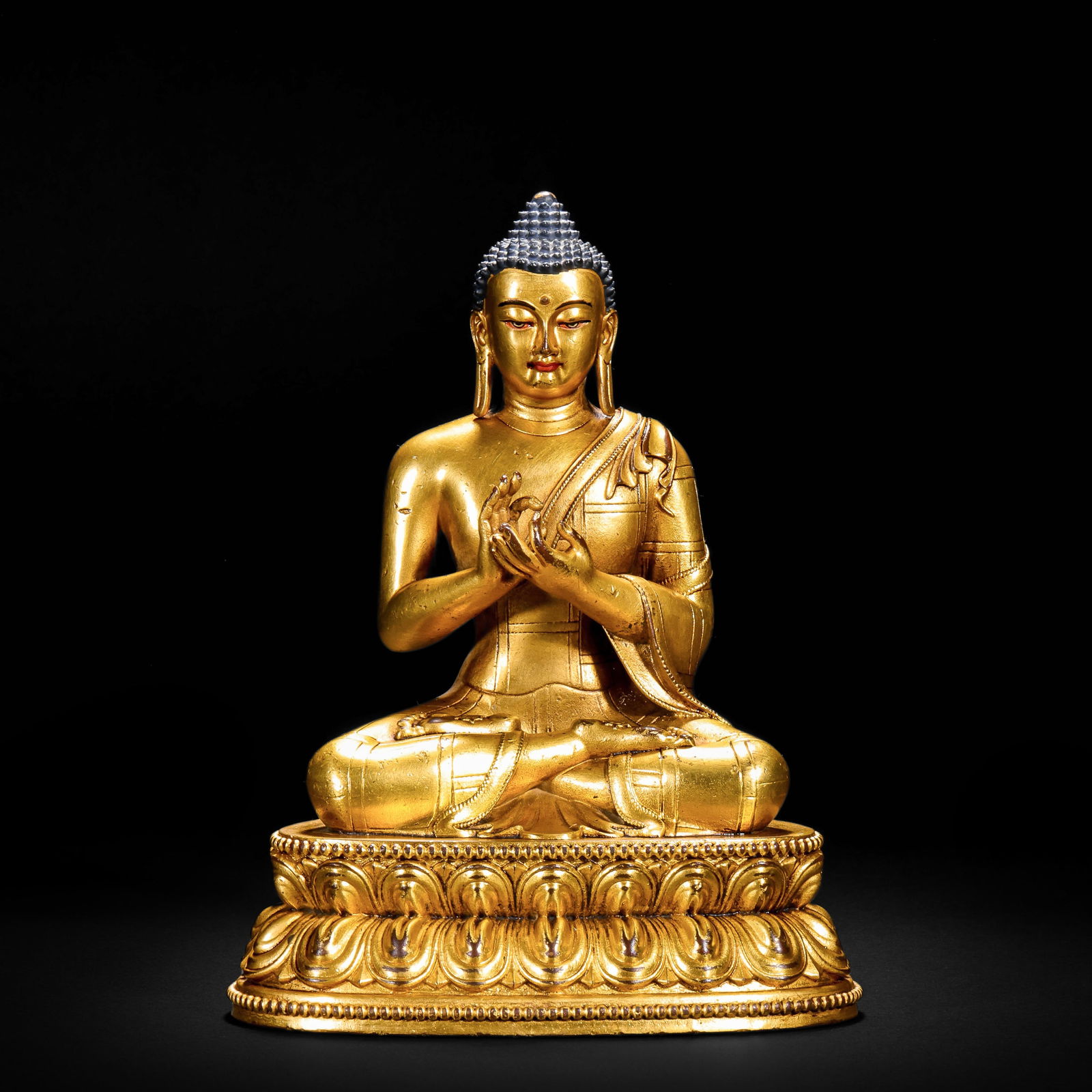 GILDED BRONZE STATUE OF SAKYAMUNI BUDDHA FROM THE QING DYNASTY (1 of 13)