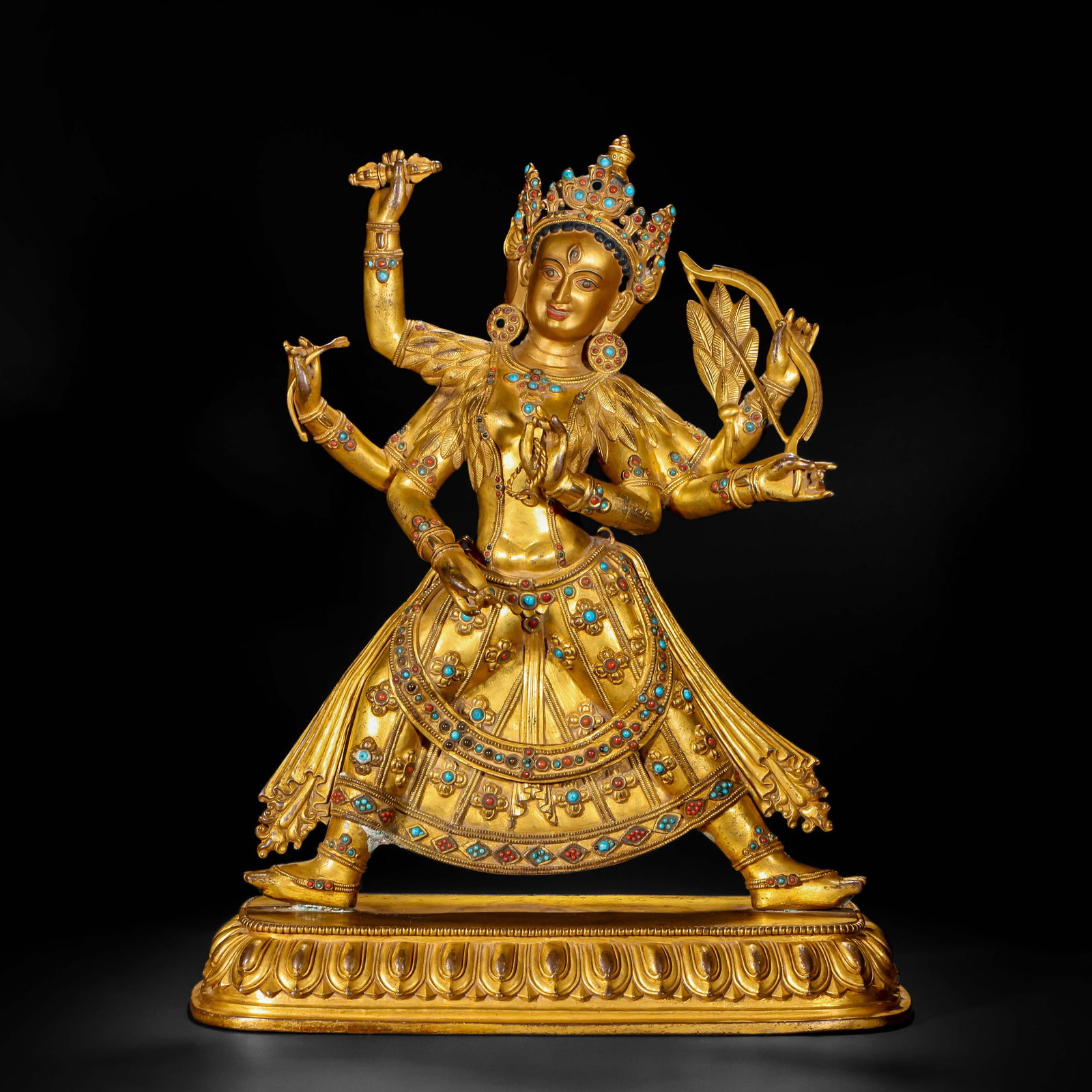 15TH-CENTURY GILDED BRONZE STATUE OF THE GREEN TARA BUDDHA (1 of 13)