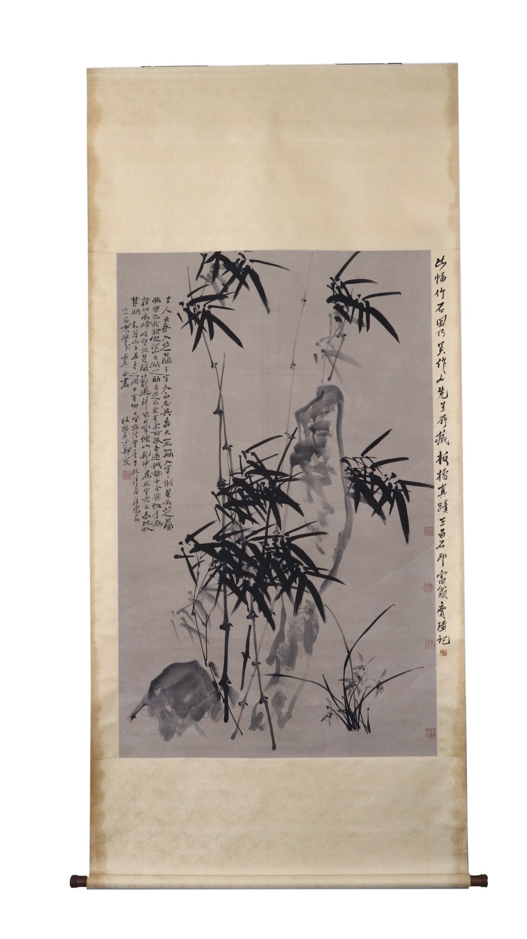 ZHENG BANQIAO (1693-1765) BAMBOO AND STONE SCROLL (ATTRIBUTED) (1 of 10)