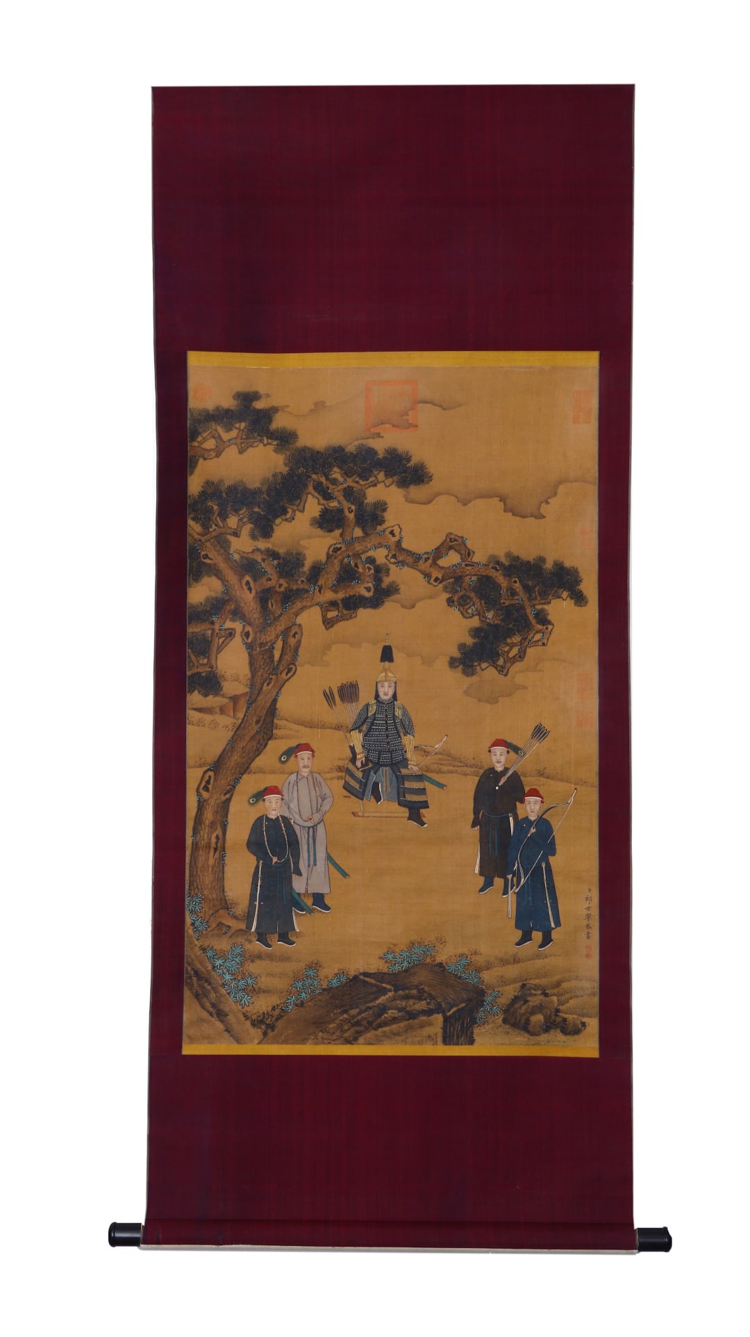 A SILK SCROLL OF COURT FIGURES BY LANG SHINING OF THE QING DYNASTY (ATTRIBUTED) (1 of 9)
