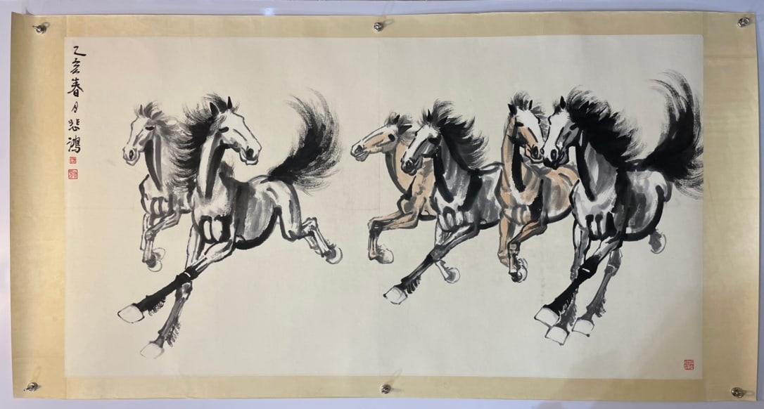 XU BEIHONG (1895-1953) (ATTRIBUTED) HORSE STANDING SCROLL (1 of 6)