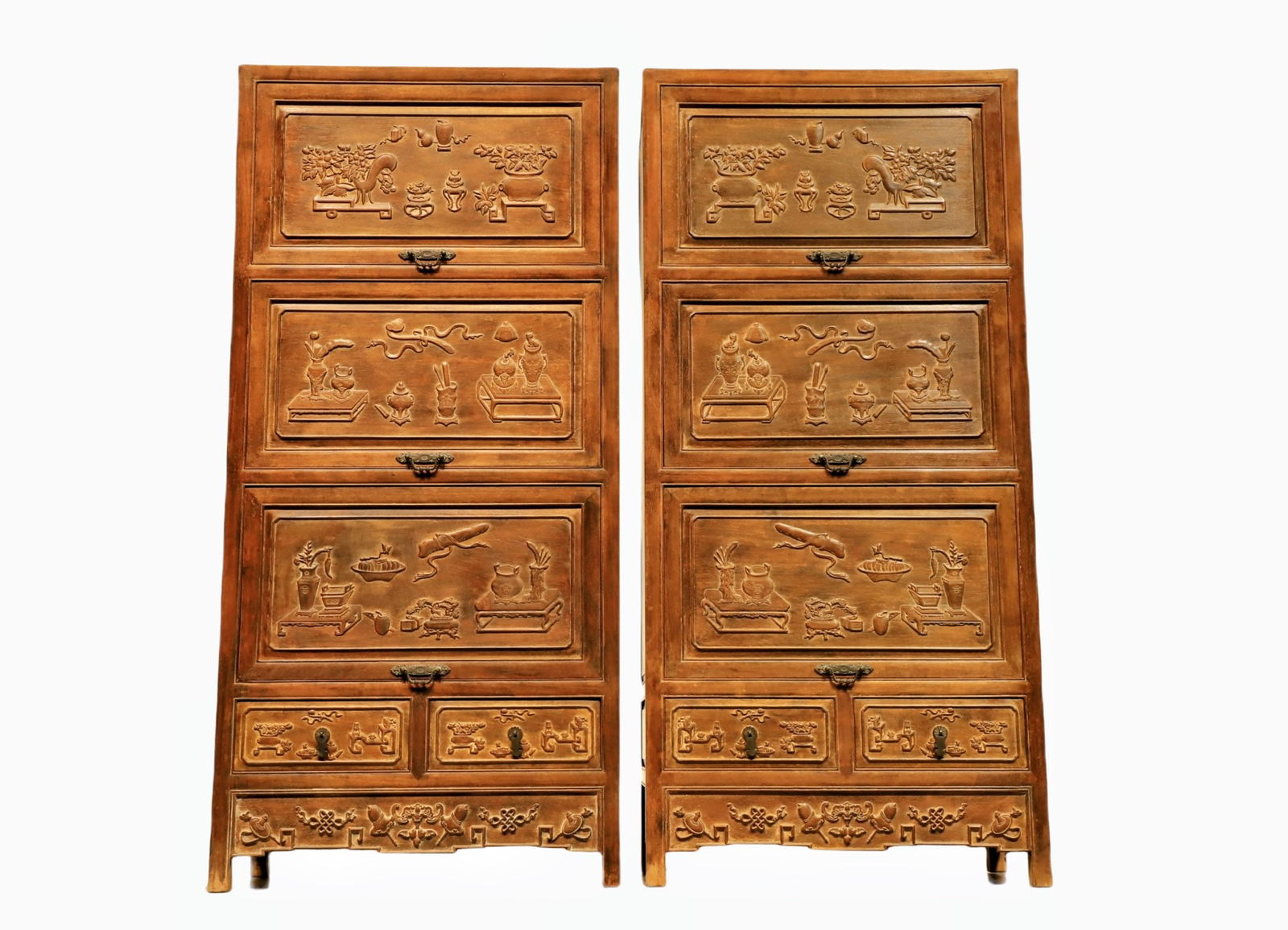 MING DYNASTY HUANGHUALI BOOKCASE WITH ANCIENT PATTERNS (1 of 9)