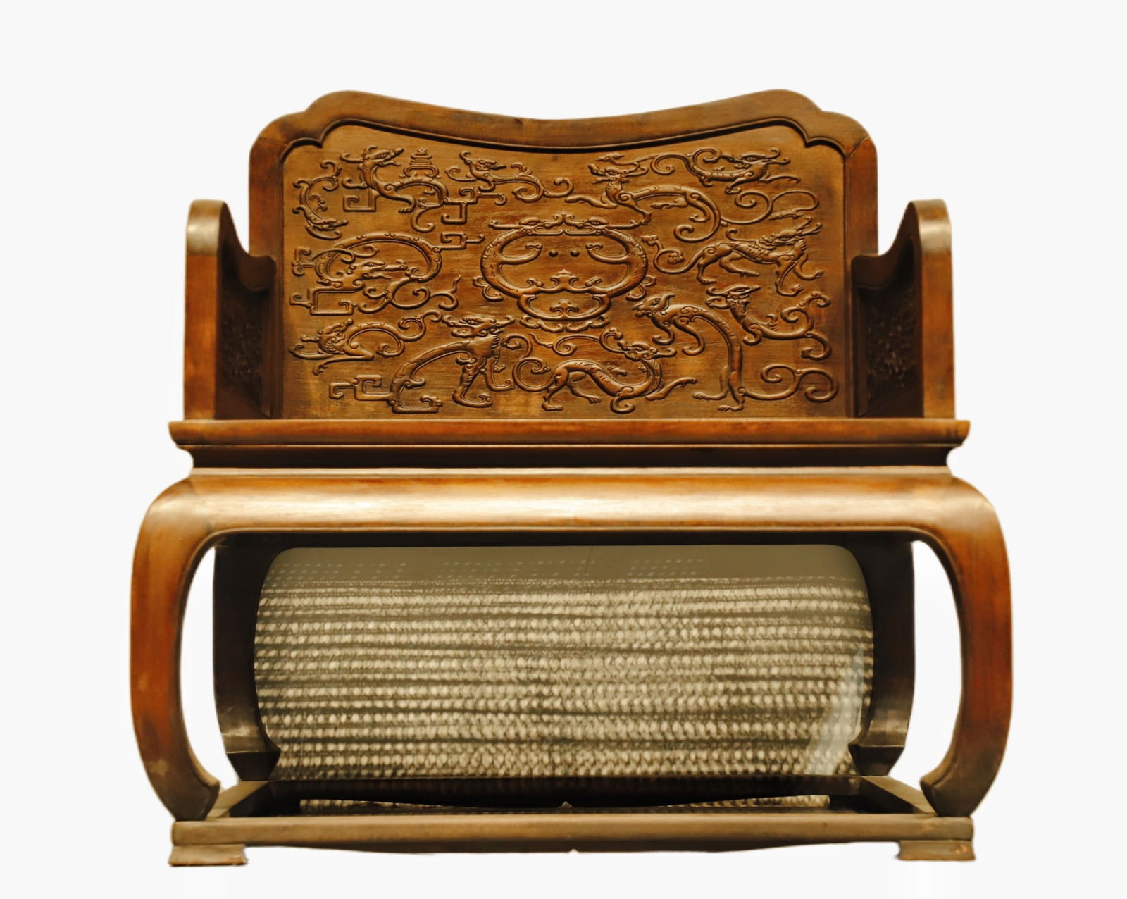 A LARGE THRONE WITH A DRAGON PATTERN MADE OF HUANGHUALI WOOD FROM THE MING DYNASTY (1 of 9)