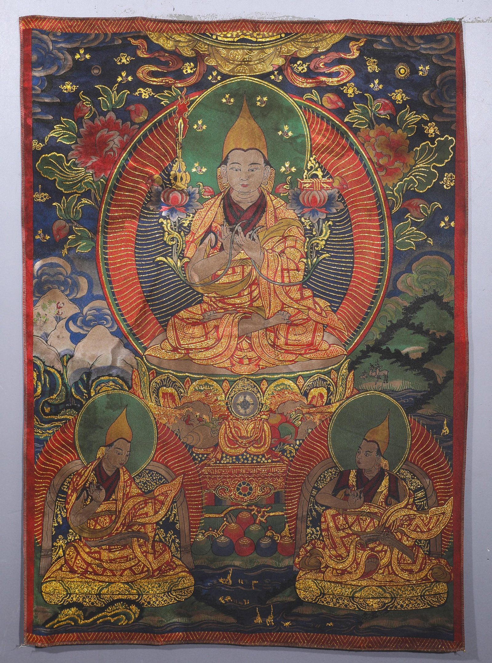 THREE EMBROIDERED THANGKAS BY MASTER TSONGKHAPA (1 of 5)