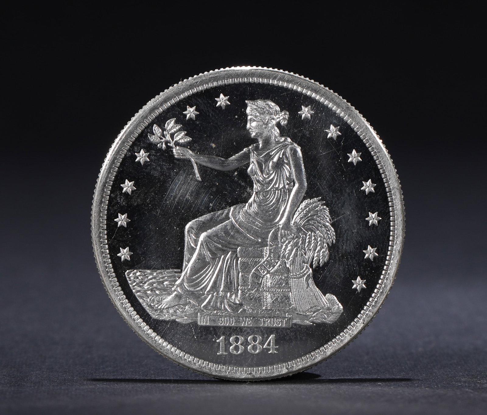 AMERICAN TRADE SILVER DOLLAR, 1884 (1 of 2)