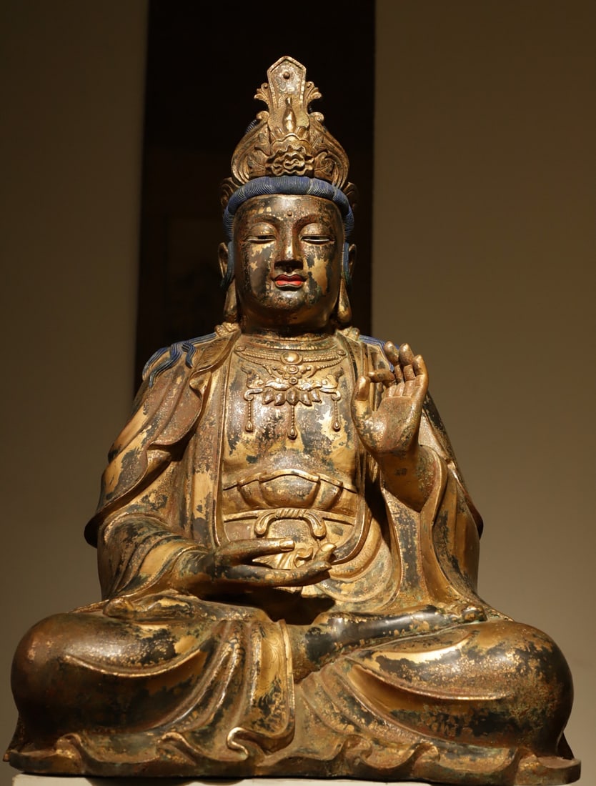 GILDED BRONZE OF THE MING DYNASTY, THE BODHISATTVA MAHASTHAMAPRAPTA (1 of 9)