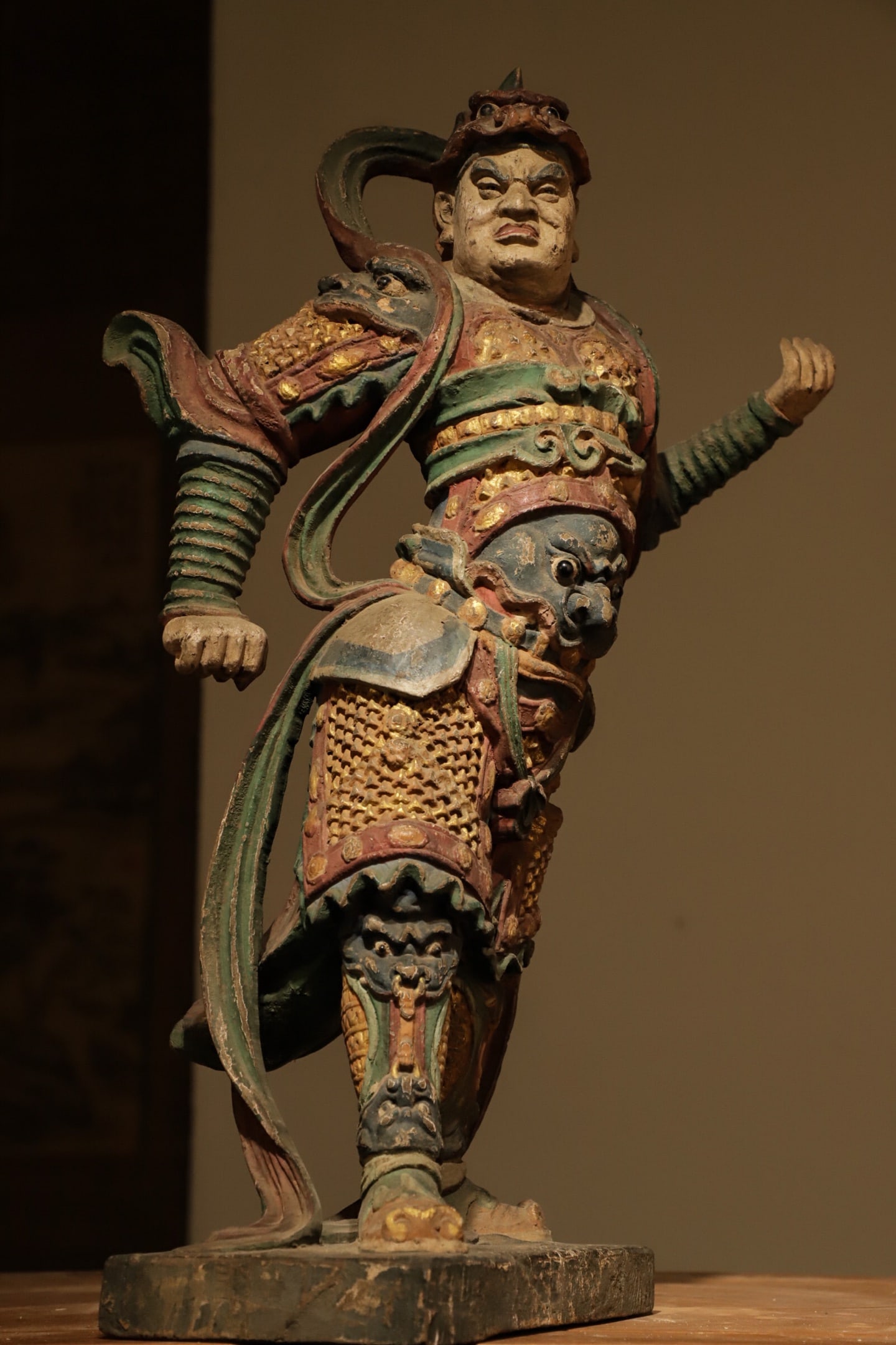 A WOODCARVING OF VAJRAPANI BODHISATTVA FROM THE MING DYNASTY: Name A WOODCARVING OF VAJRAPANI BODHISATTVA FROM THE MING DYNASTY Dimensions H:60cm(23.62in) L:35cm(13.78in) W:20cm(7.87in) This is a Ming Dynasty wooden painted statue of Skanda (or Heng-Ha Generals