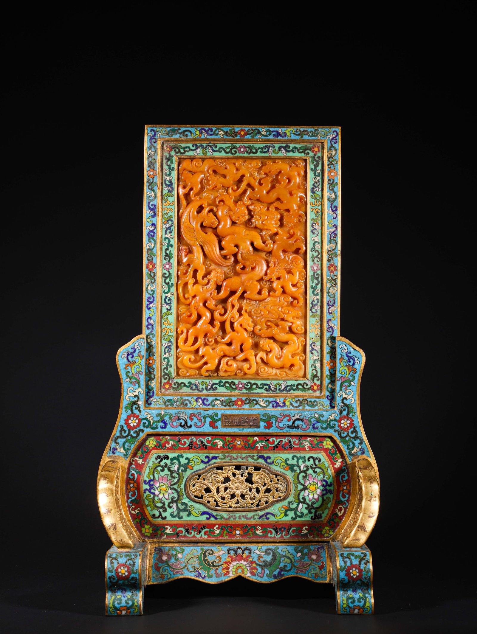 THE QING DYNASTY'S EMPEROR QIANLONG MADE COPPER ENAMEL INLAID TIANHUANG SCREEN (1 of 10)