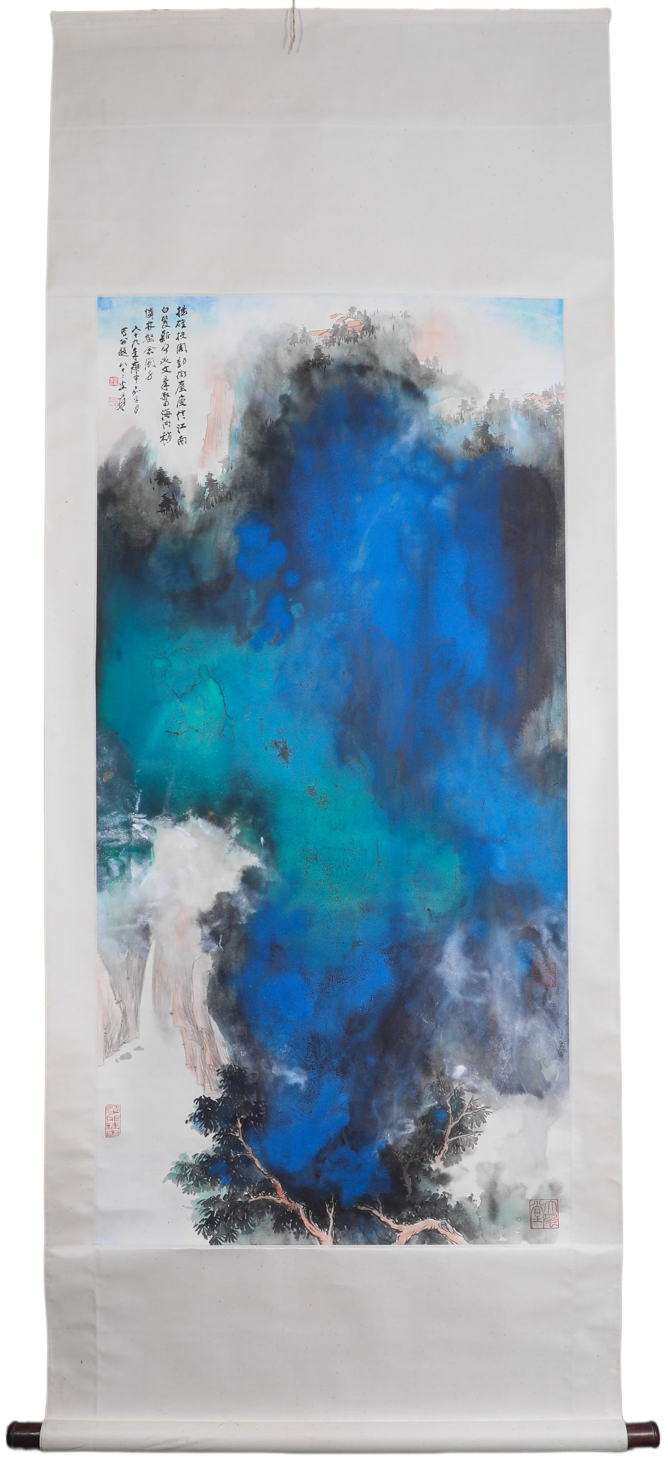 ZHANG DAQIAN (ATTRIBUTED) (1899-1983) SPLASHED COLOR LANDSCAPE SCROLL (1 of 7)