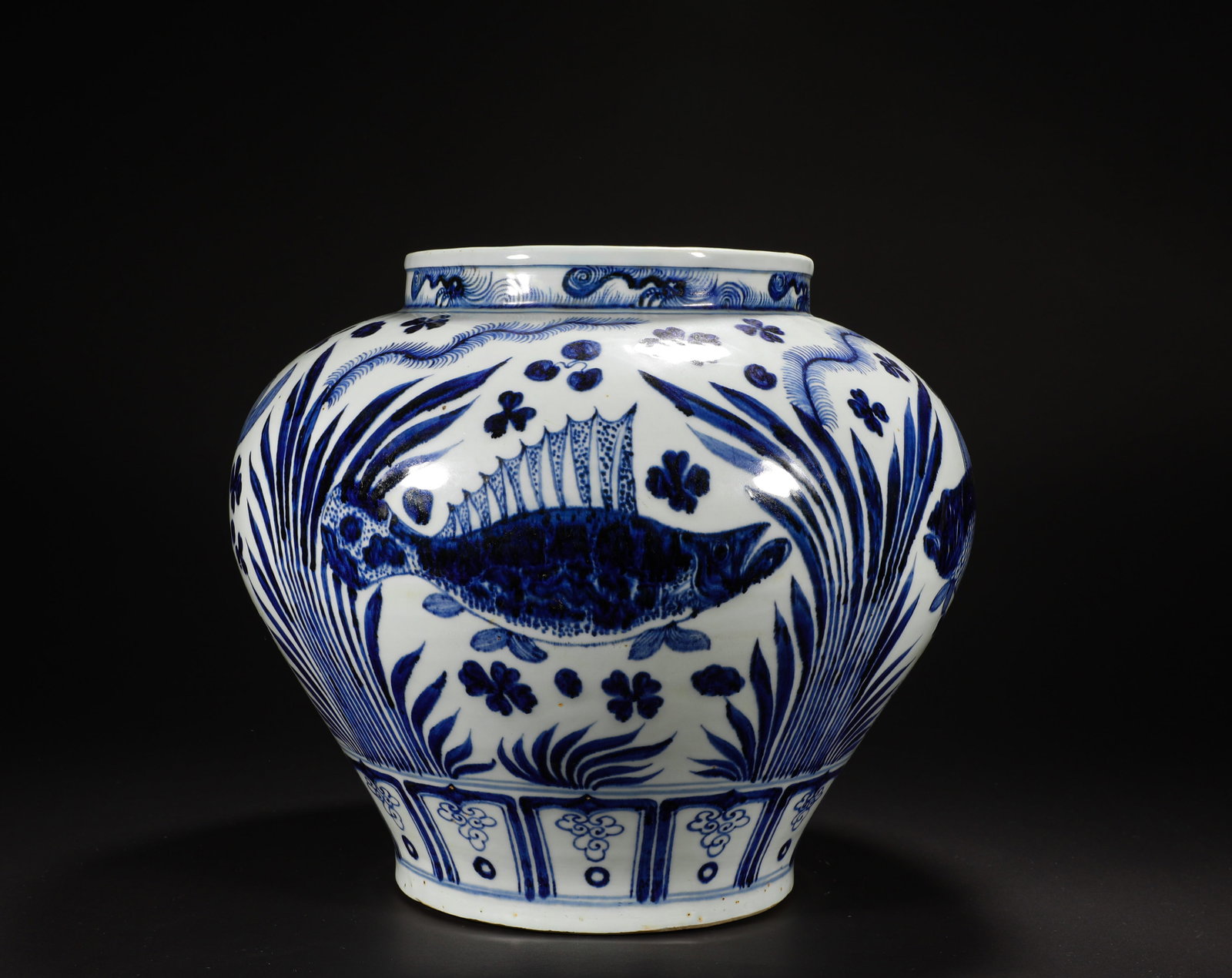 YUAN BLUE AND WHITE JADE PATTERNED JAR (1 of 8)