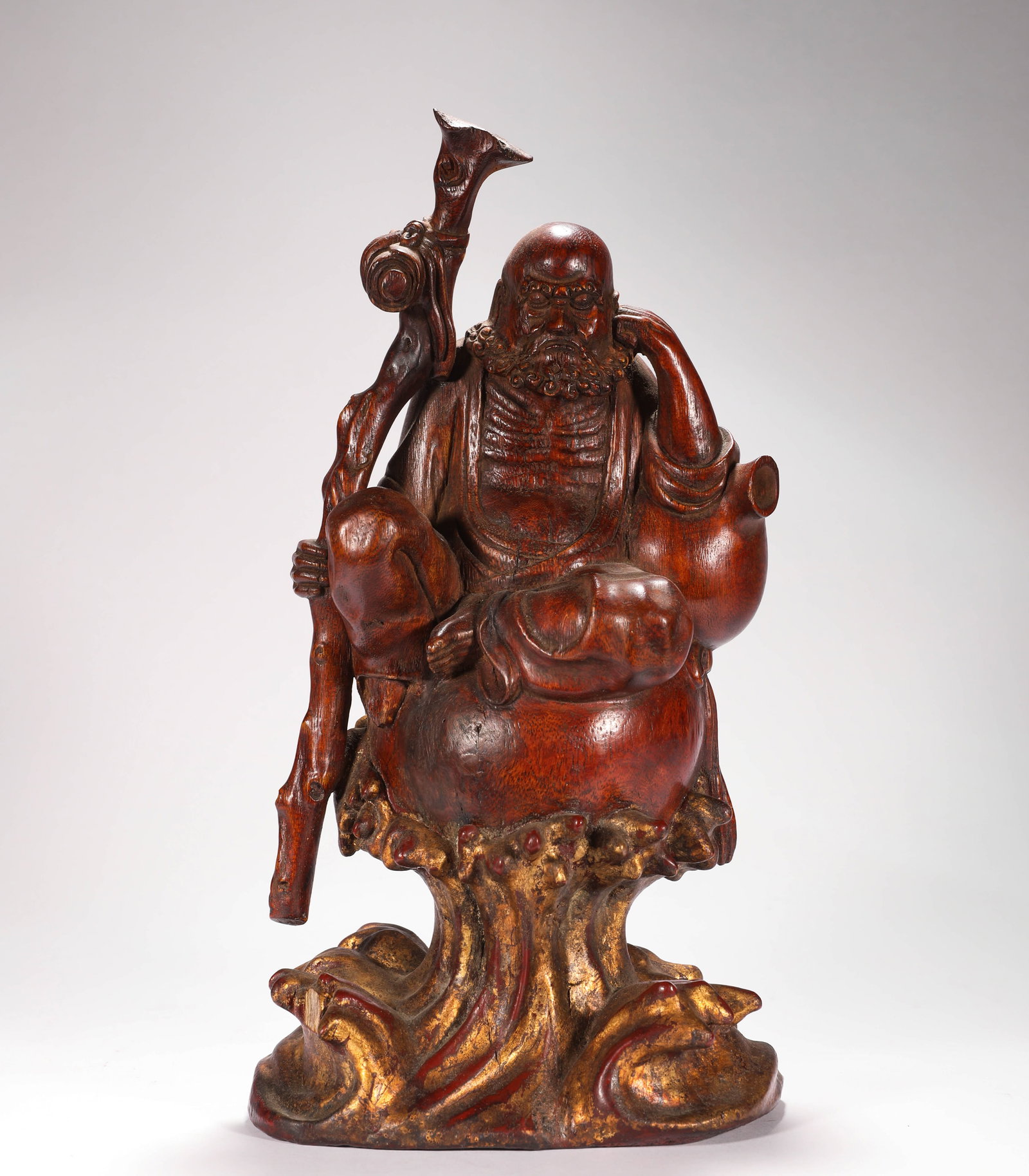 QING DYNASTY HUALI WOOD CARVINGS OF LONGEVITY STARS: Name QING DYNASTY HUALI WOOD CARVINGS OF LONGEVITY STARS Dimensions H:34cm W:18cm Weight:660g Condition Additional photographs and condition reports are available upon req