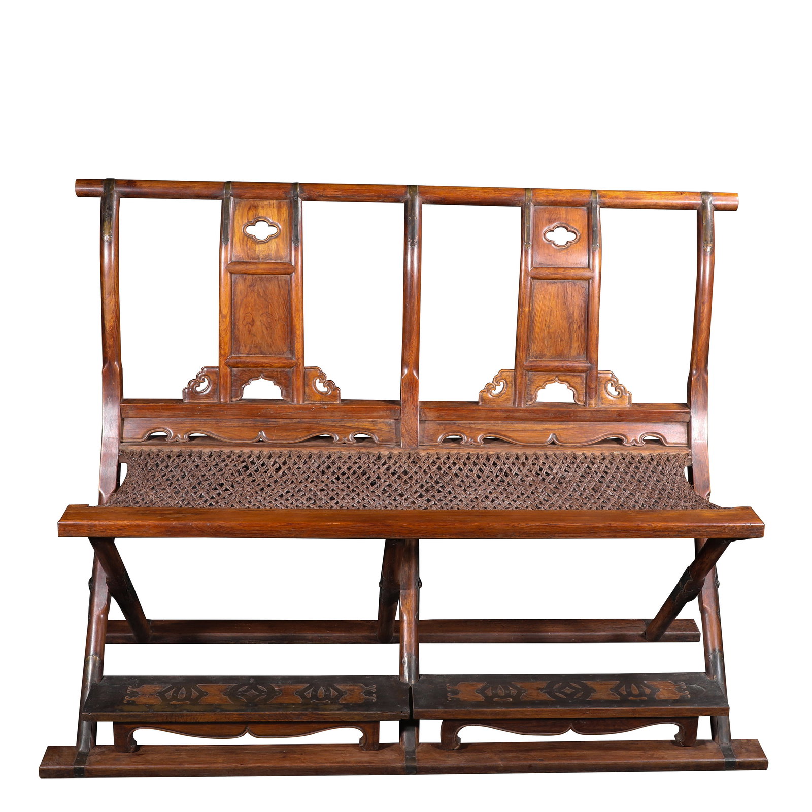 A DOUBLE CHAIR MADE OF ROSEWOOD FROM THE QING DYNASTY: Name A DOUBLE CHAIR MADE OF ROSEWOOD FROM THE QING DYNASTY Dimensions H:100cm,W:120cm Condition Additional photographs and condition reports are available upon request as a courtesy to our