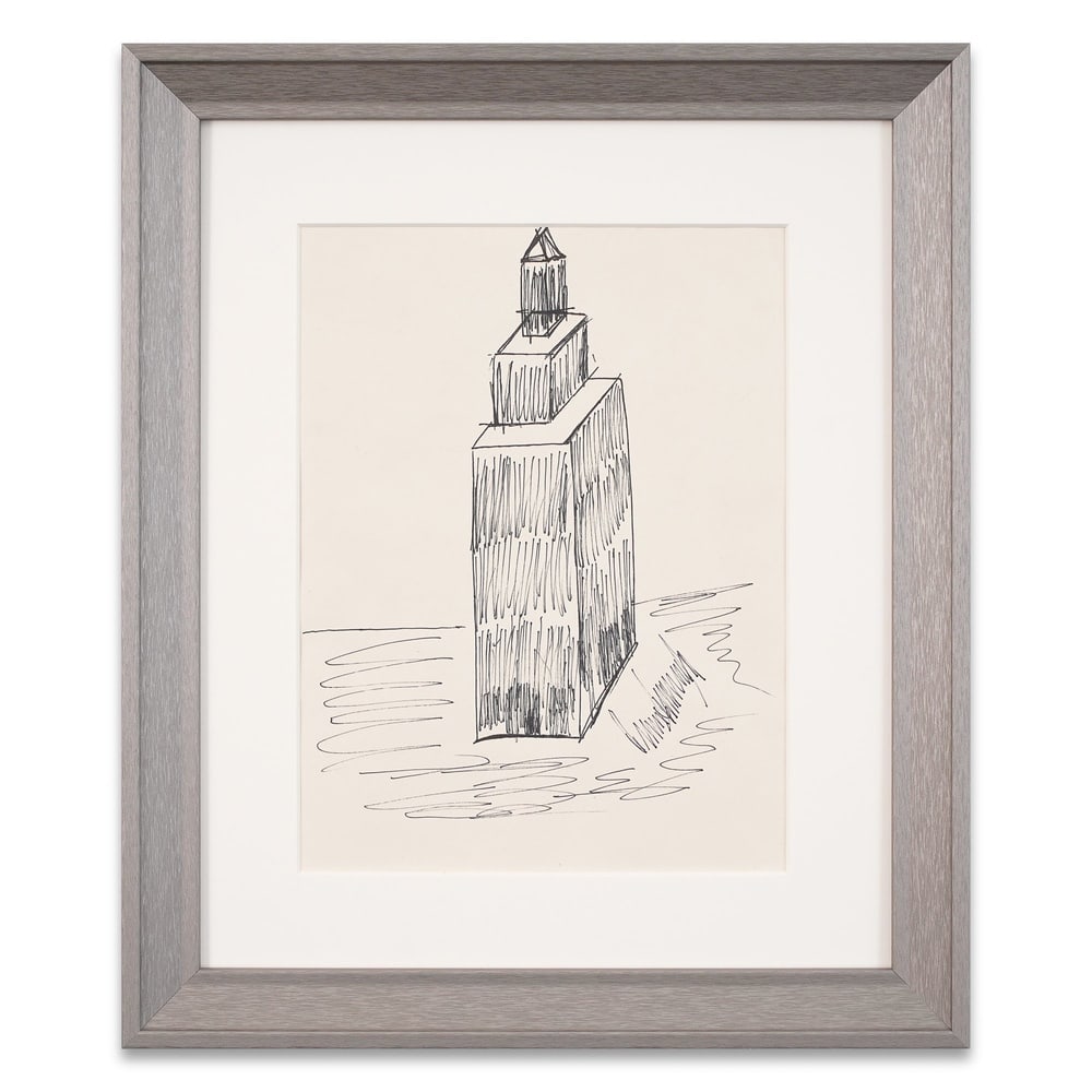DONALD TRUMP SIGNED EMPIRE STATE BUILDING SKETCH: Image Dimensions: 11 3/4 x 8 5/8 in (29.7 x 22 cm) Framed Dimensions: 18 1/8 x 15 1/8 in (46 x 38.5 cm) Provenance and Authentication: This collectible has undergone a rigorous forensic evaluation. Th