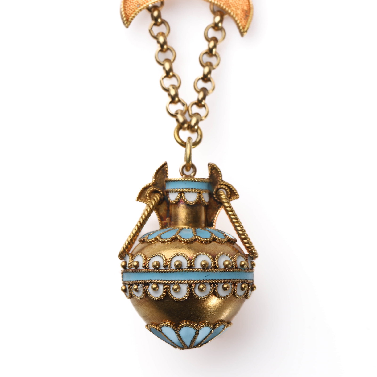 A VICTORIAN ARCHAEOLOGICAL REVIVAL GOLD AND ENAMEL NECKLACE - 2