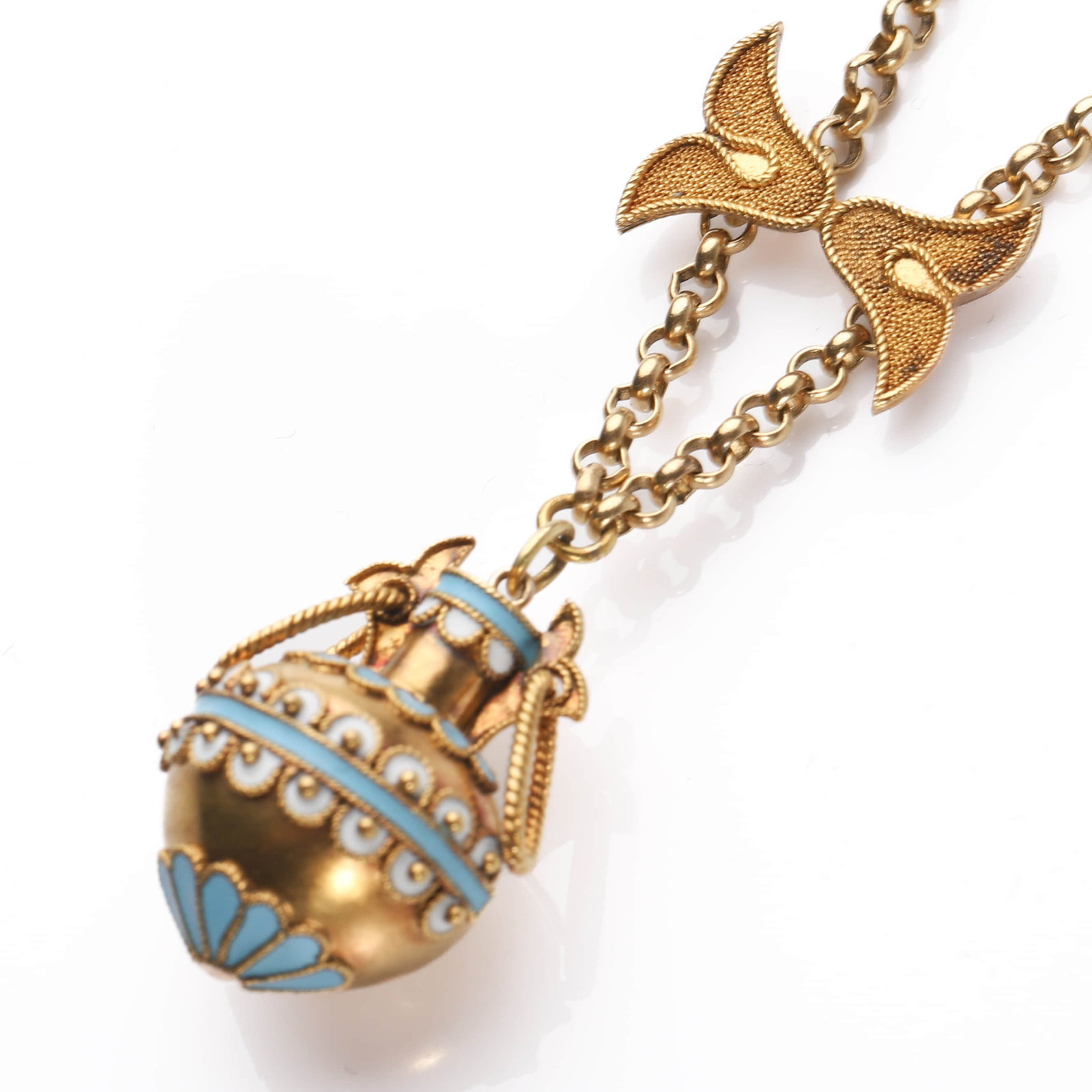 A VICTORIAN ARCHAEOLOGICAL REVIVAL GOLD AND ENAMEL NECKLACE - 3
