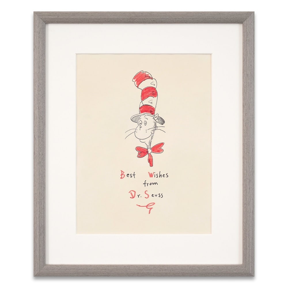 DR. SEUSS SIGNED DRAWING WITH INSCRIPTION: Image Dimensions: 10 3/4 x 8 1/8 in (27.4 x 20.5 cm) Framed Dimensions: 16 x 13 3/8 in (40.5 x 34 cm) Provenance and Authentication: This collectible has undergone a rigorous forensic evaluation. The