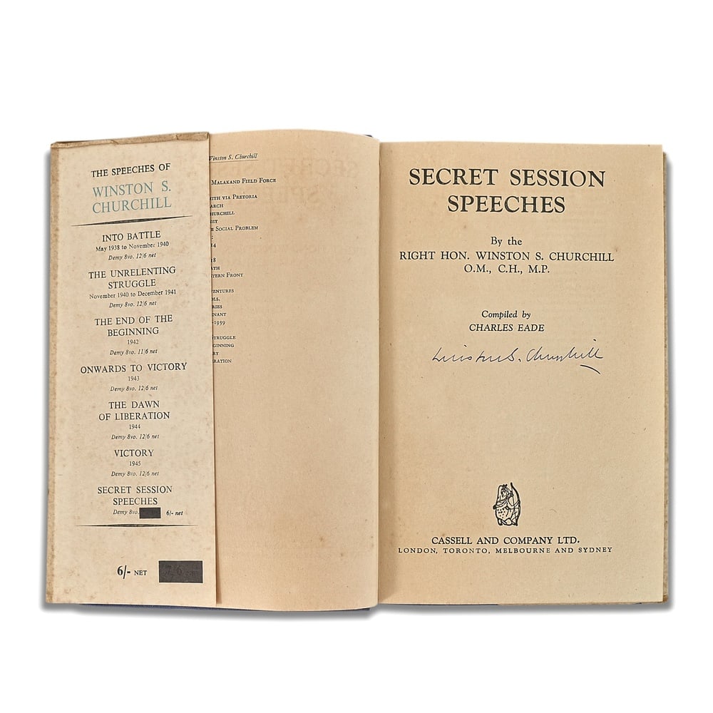 WINSTON S. CHURCHILL SIGNED "SECRET SESSION SPEECHES" BOOK - 2