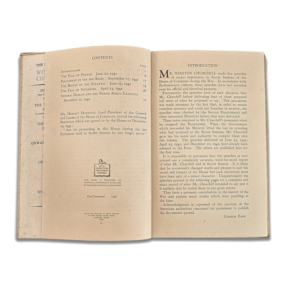 WINSTON S. CHURCHILL SIGNED "SECRET SESSION SPEECHES" BOOK - 3