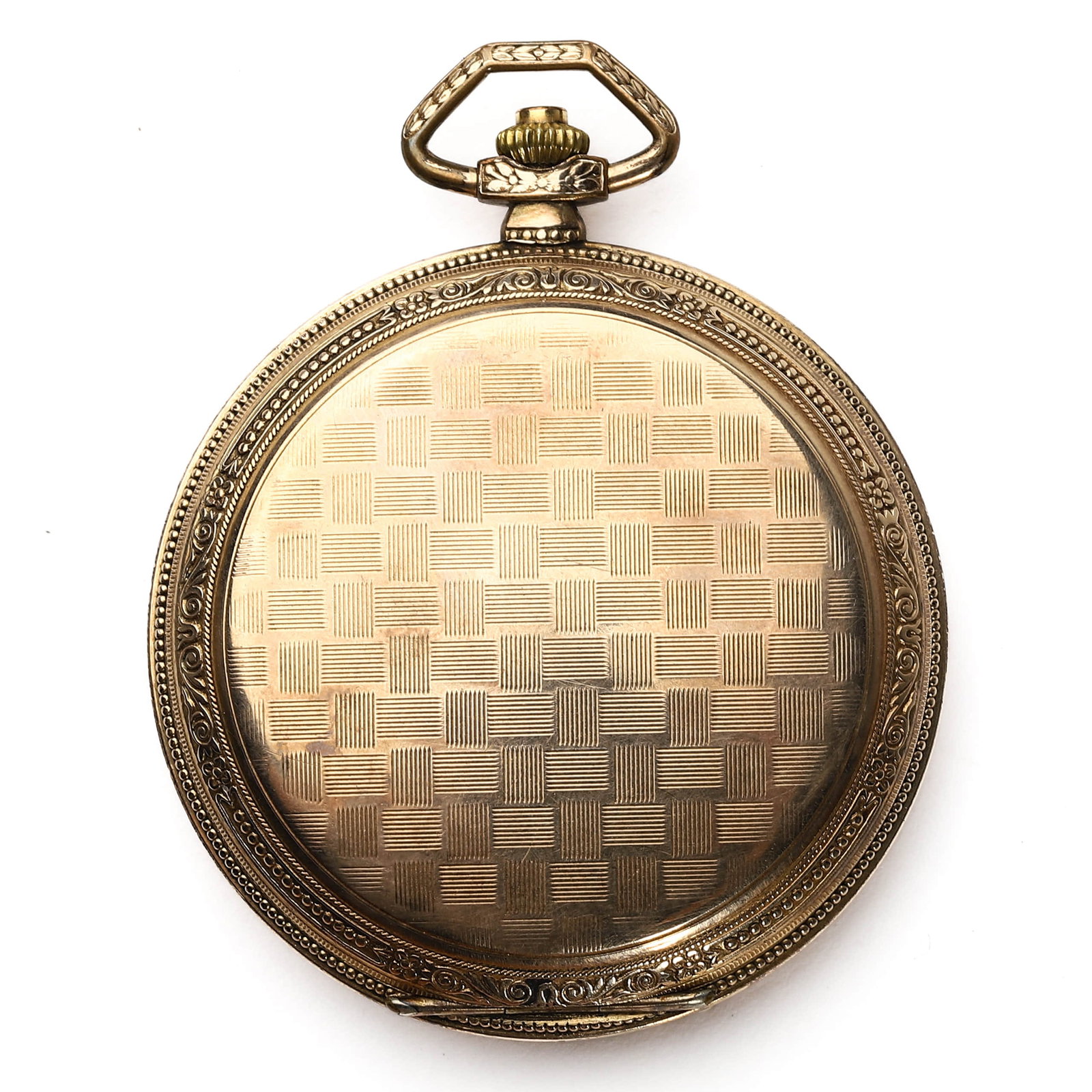 A GOLD-TONE POCKET WATCH WITH CHAIN IN FITTED CASE - 3