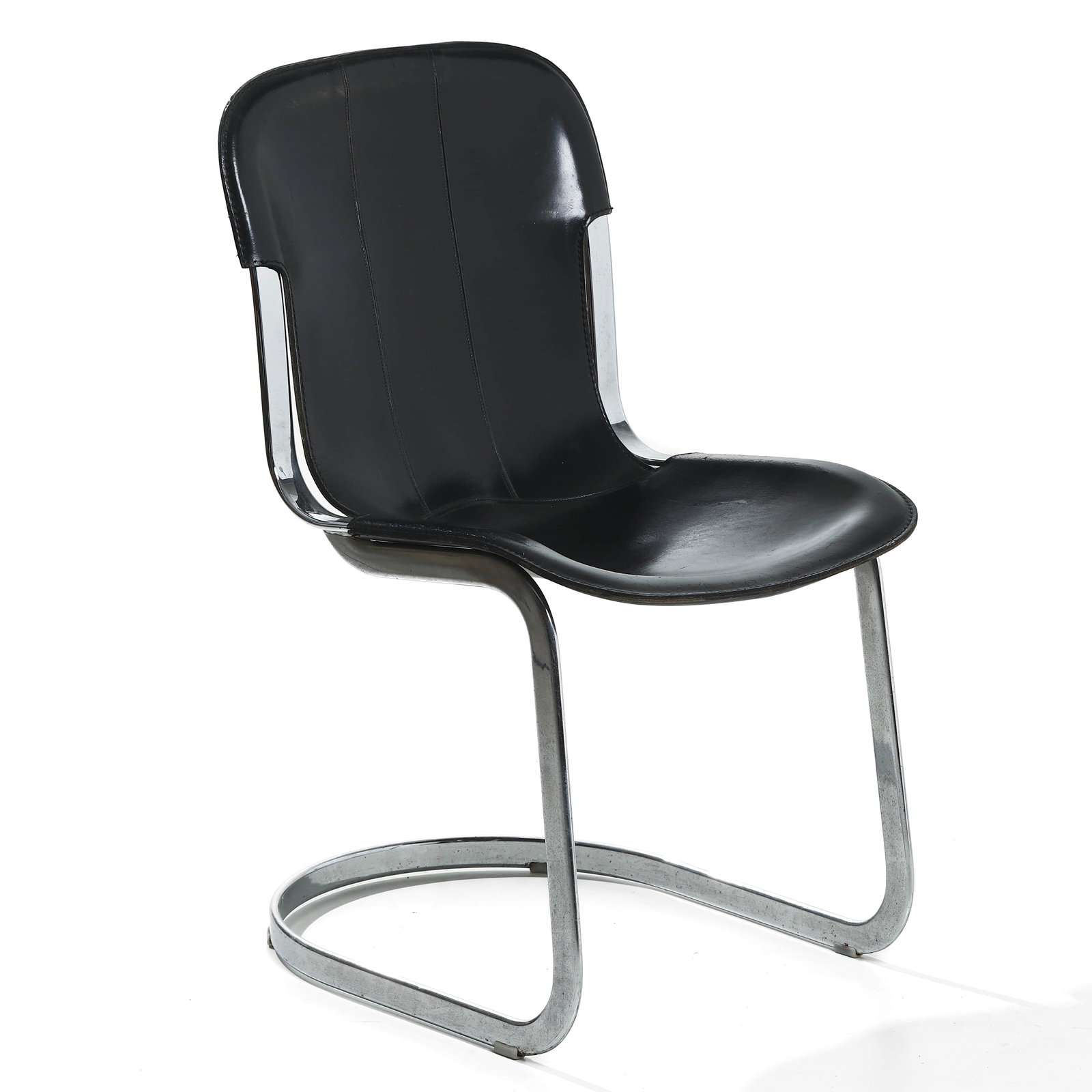 MID-20TH CENTURY TUBULAR STEEL CANTILEVER SIDE CHAIR: Dimensions Height: 32 1/4 in. (82 cm), Seat height: 16 1/2 in. (42 cm), Width: 17 3/4 in. (45 cm) Description Vintage cantilever chair, attributed to Mart Stam, with a tubular chrome-plated steel fram
