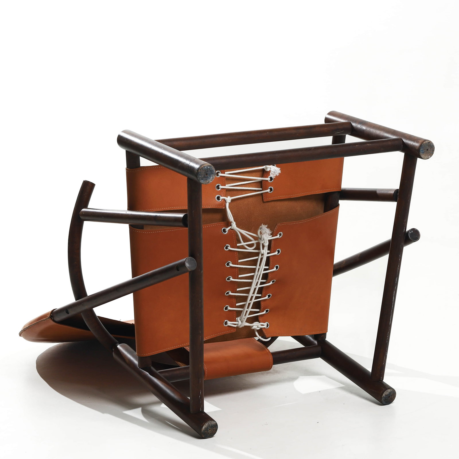 PIERO PALANGE & WERTHER TOFFOLONI "G23" ARMCHAIR FOR GERMA, VEGETABLE-TANNED LEATHER - 7