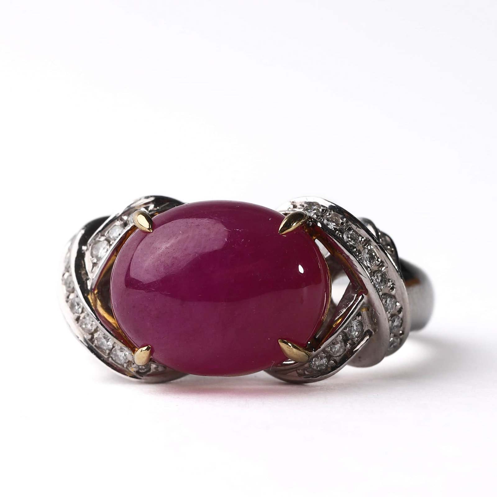 PLATINUM AND 18K GOLD RING WITH NATURAL RUBY AND DIAMONDS - 2