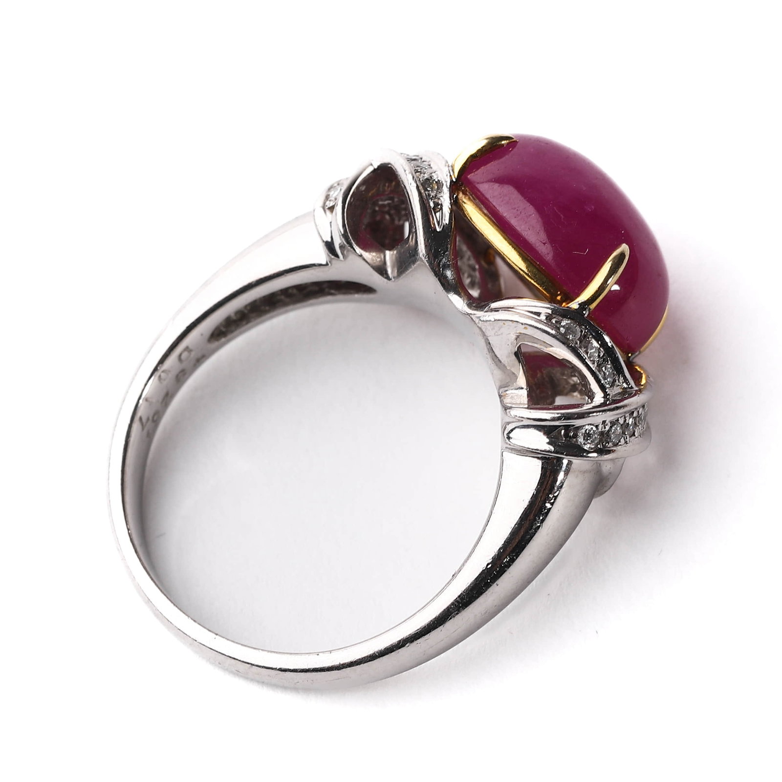 PLATINUM AND 18K GOLD RING WITH NATURAL RUBY AND DIAMONDS - 3